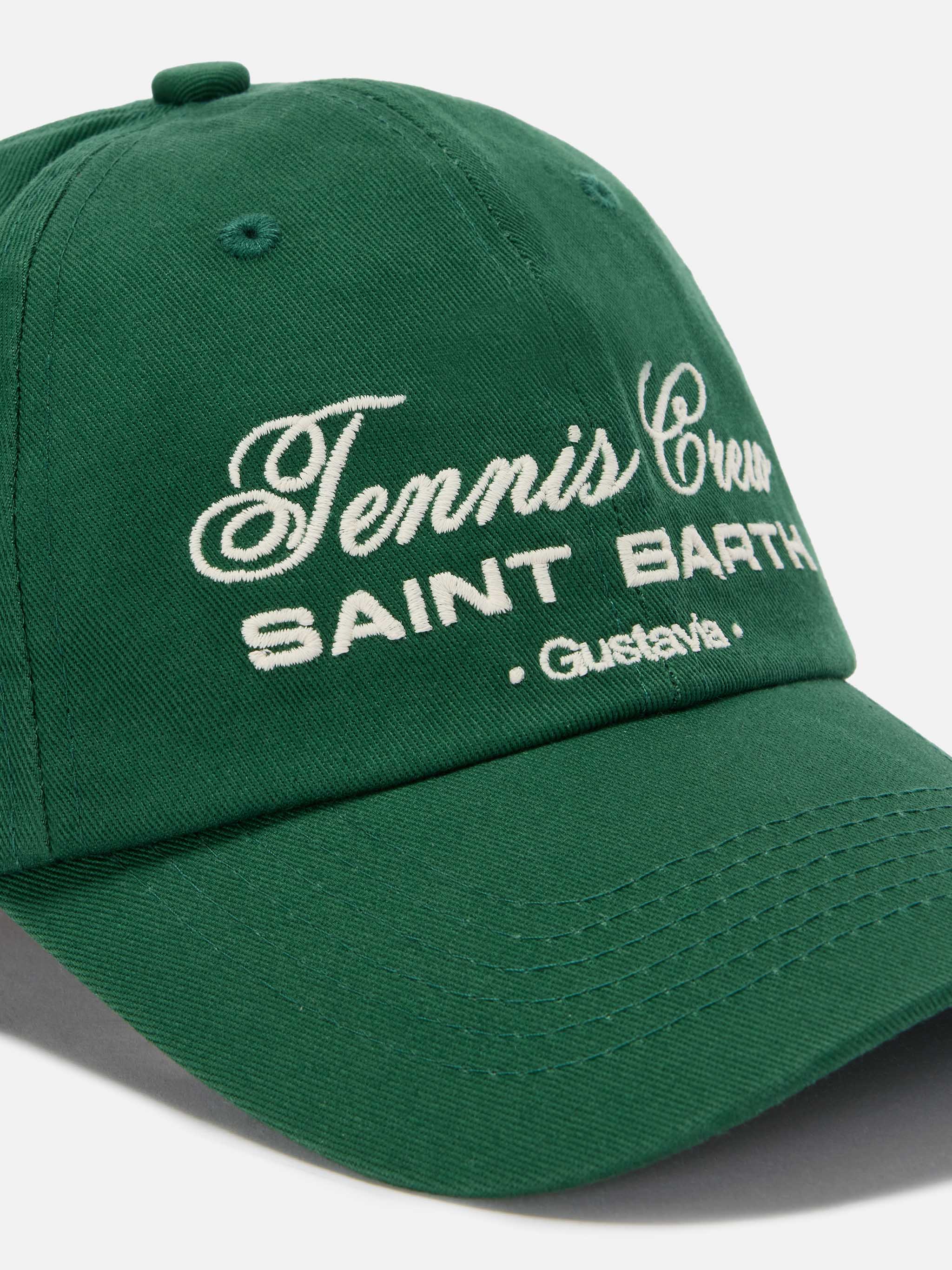 Baseball cap with visor in green cotton with embroidered Tennis Crew - Image 2
