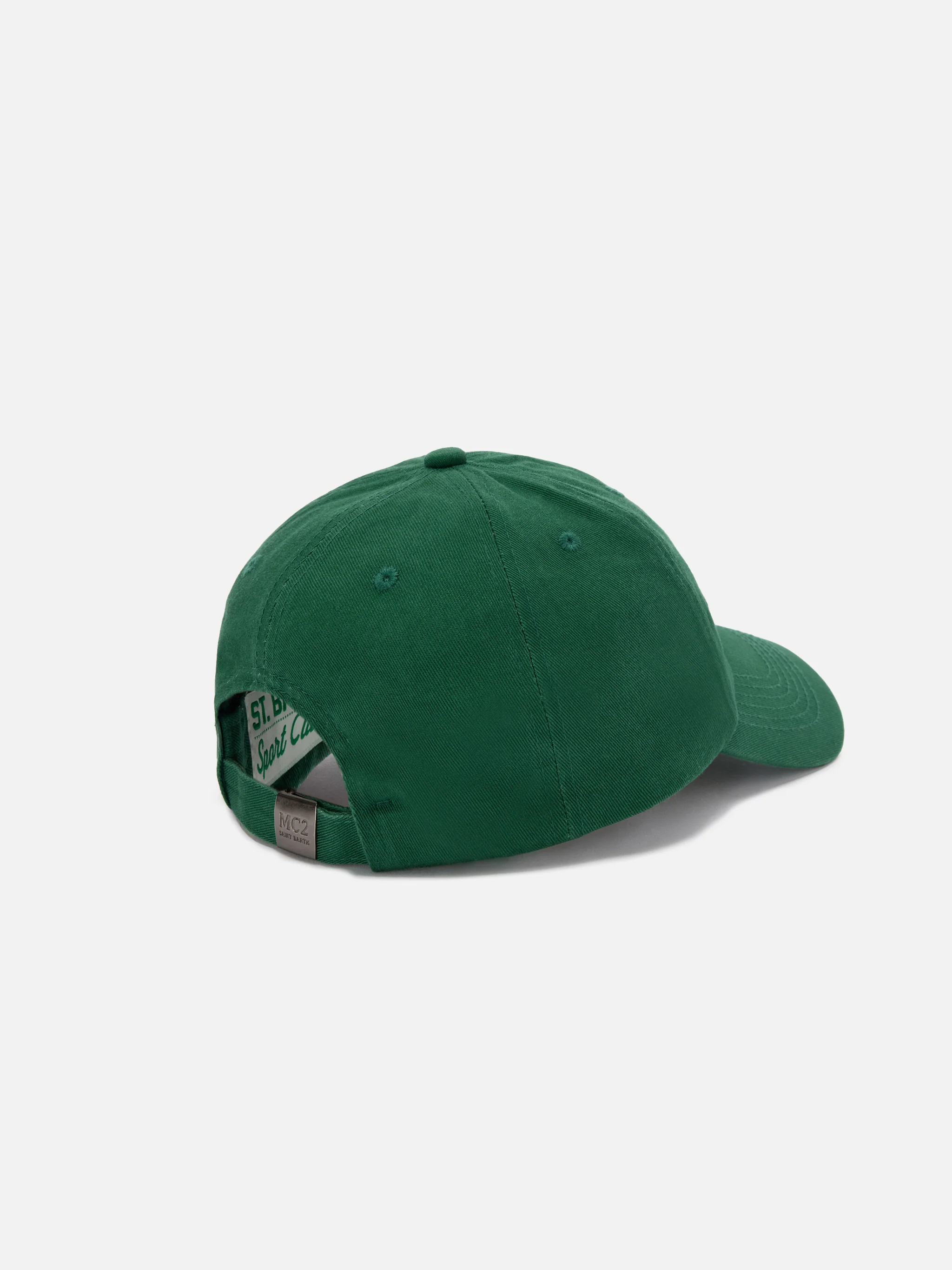 Baseball cap with visor in green cotton with embroidered Tennis Crew - Image 3