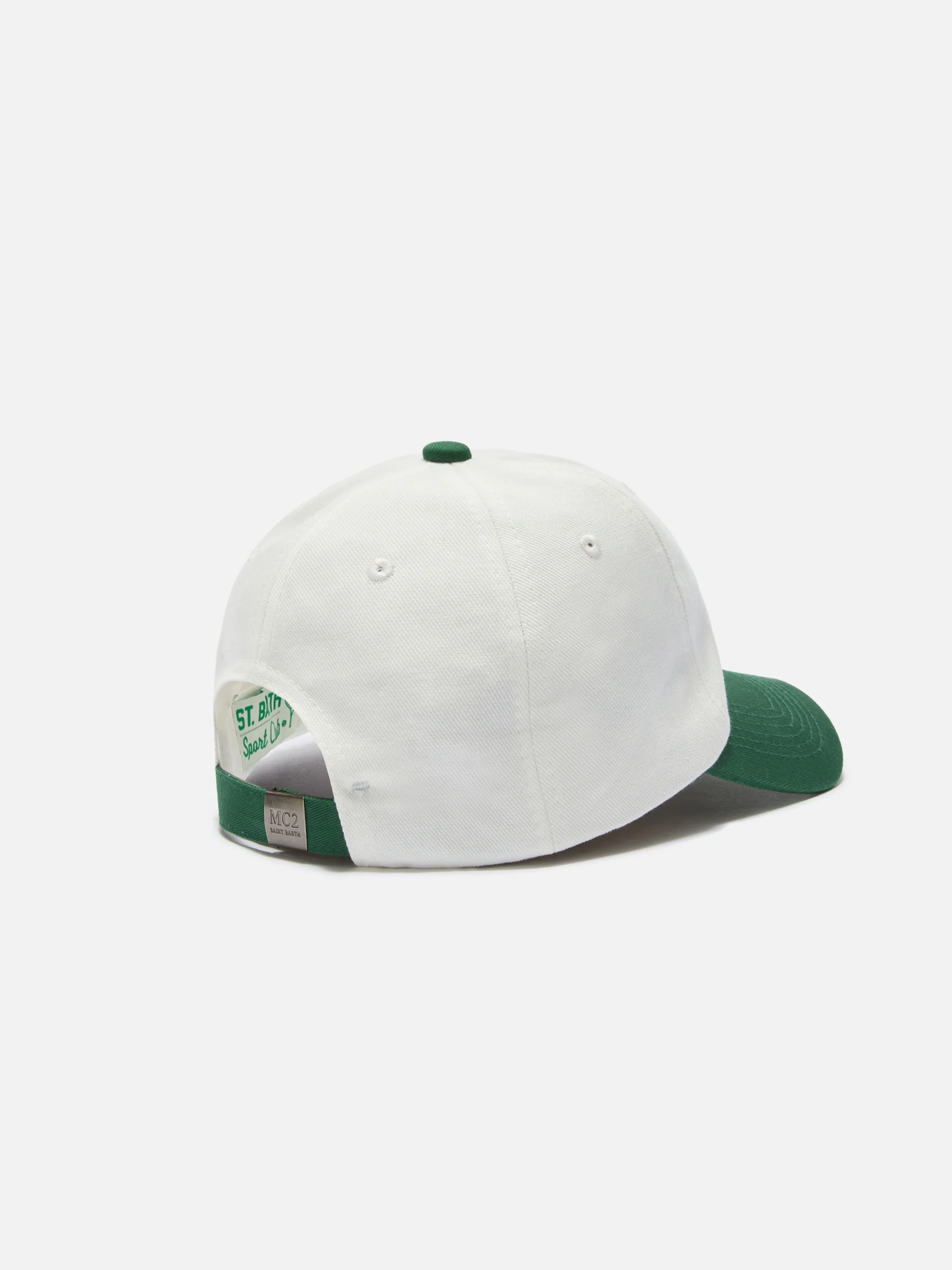 Baseball cap with visor in white and green cotton with Tennis Team patch - Image 3