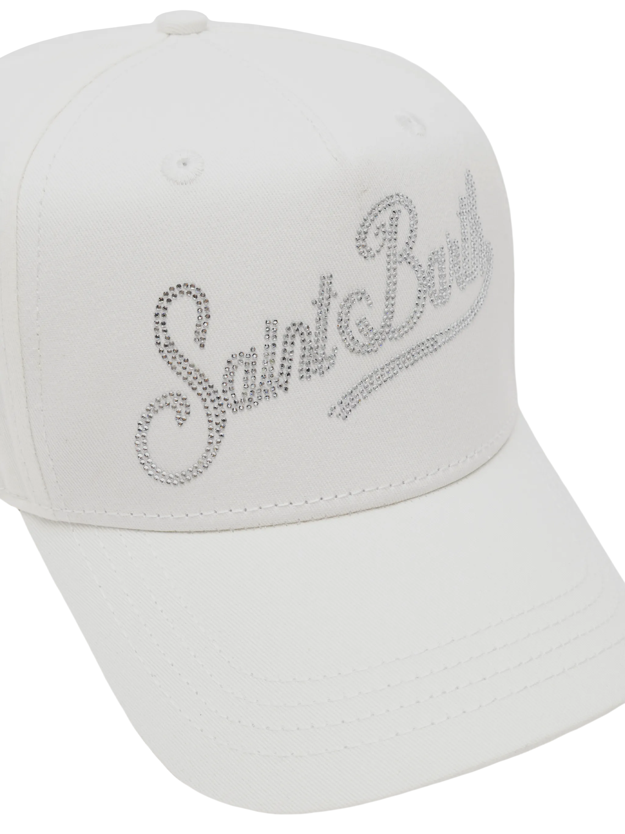 Baseball white cotton cap with rhinestones - Image 2