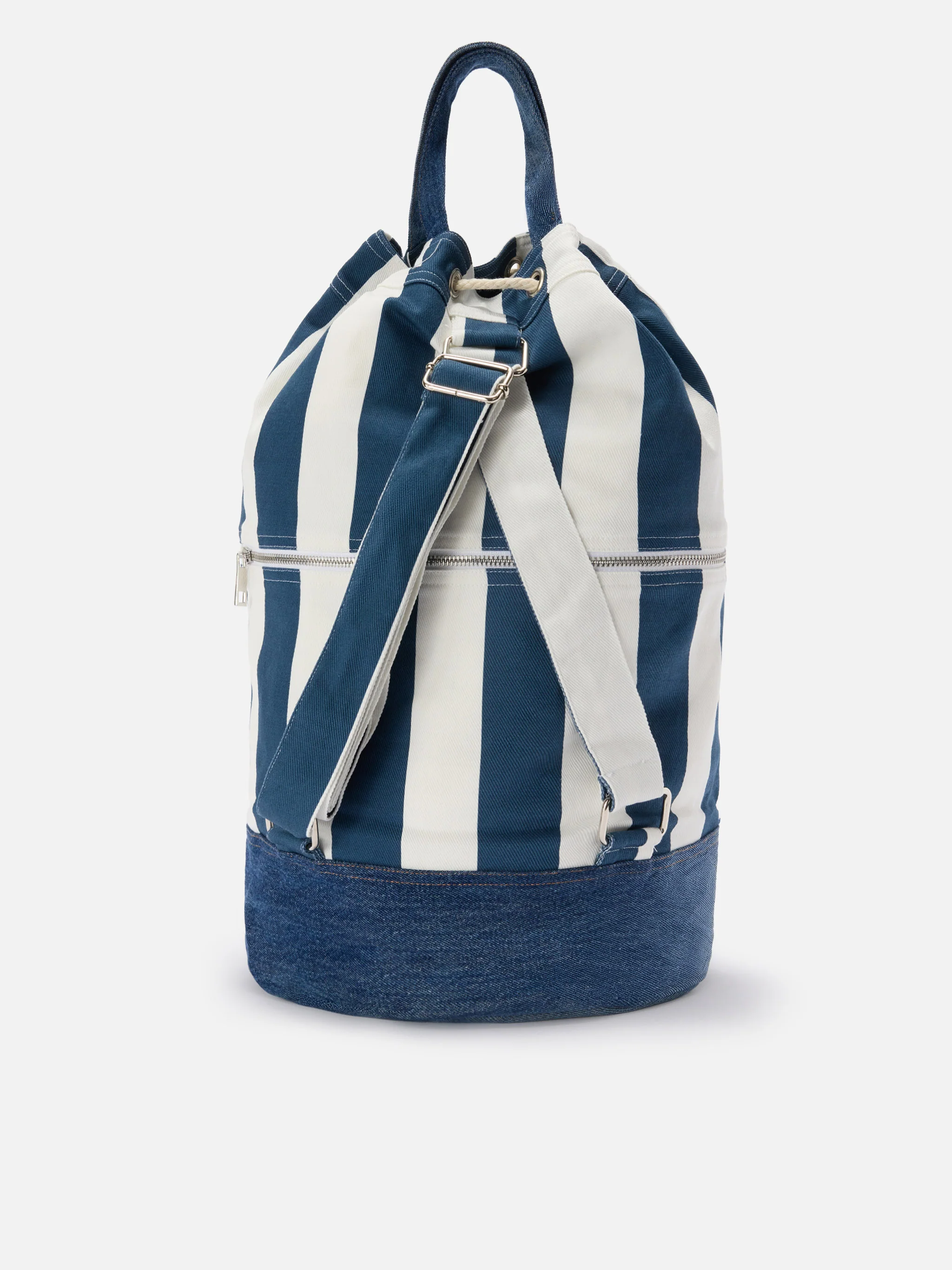 Beach Backpack in striped fabric with embroidered logo - Image 3
