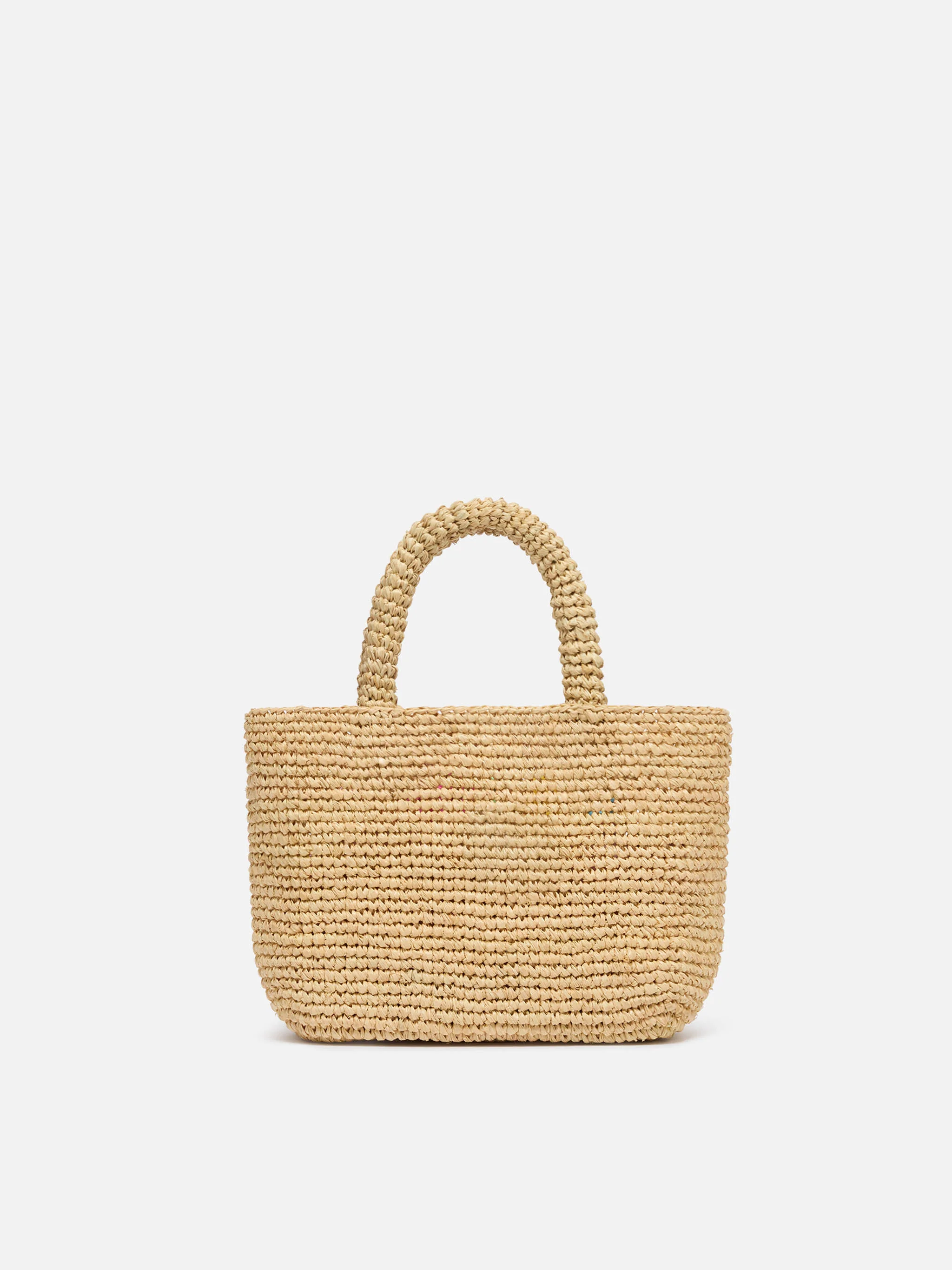 Beach mini raffia bag with multicolor embroidered logo - Image 5