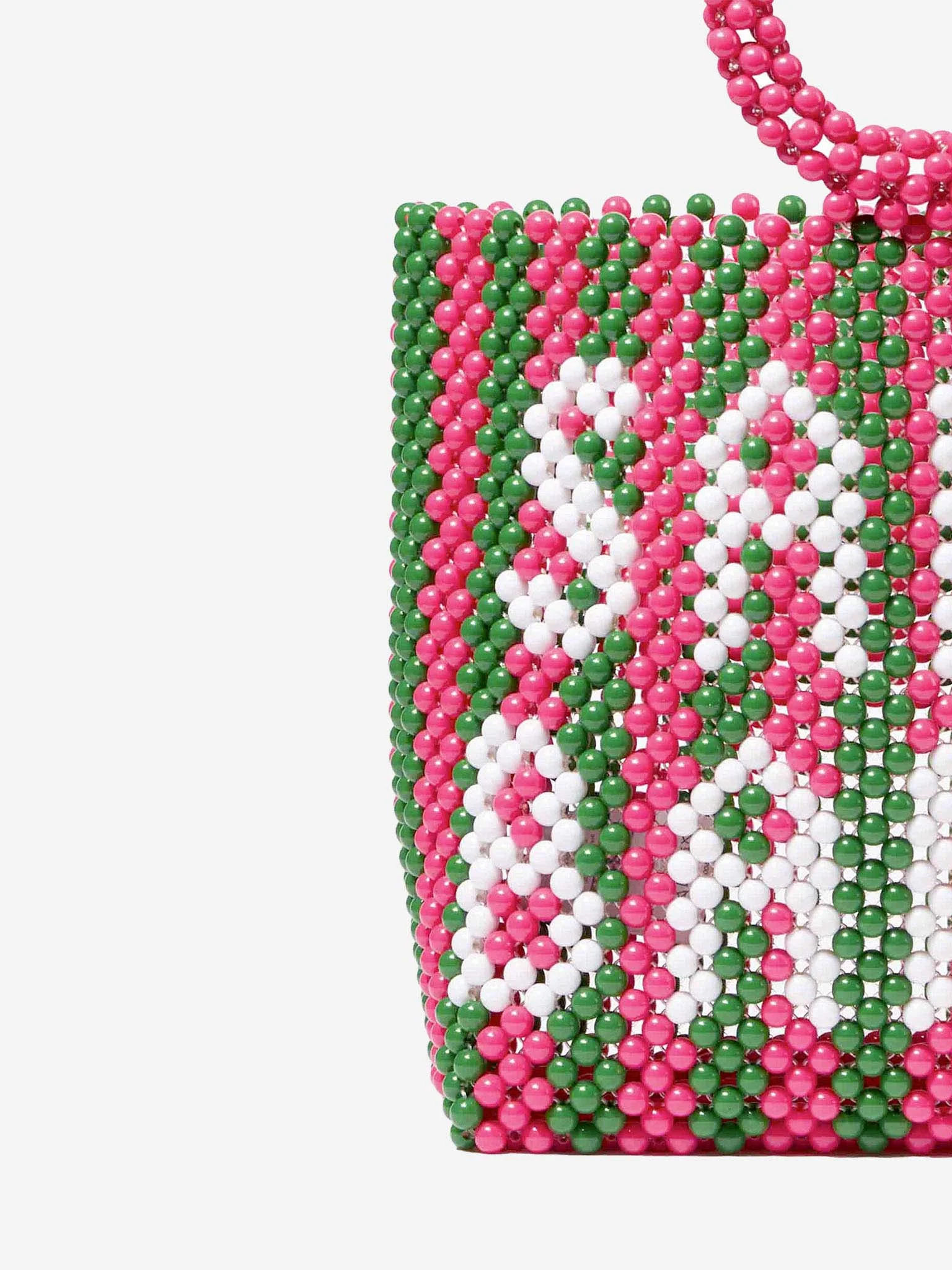Beaded Big Bag pink and green striped beaded handbag - Image 2