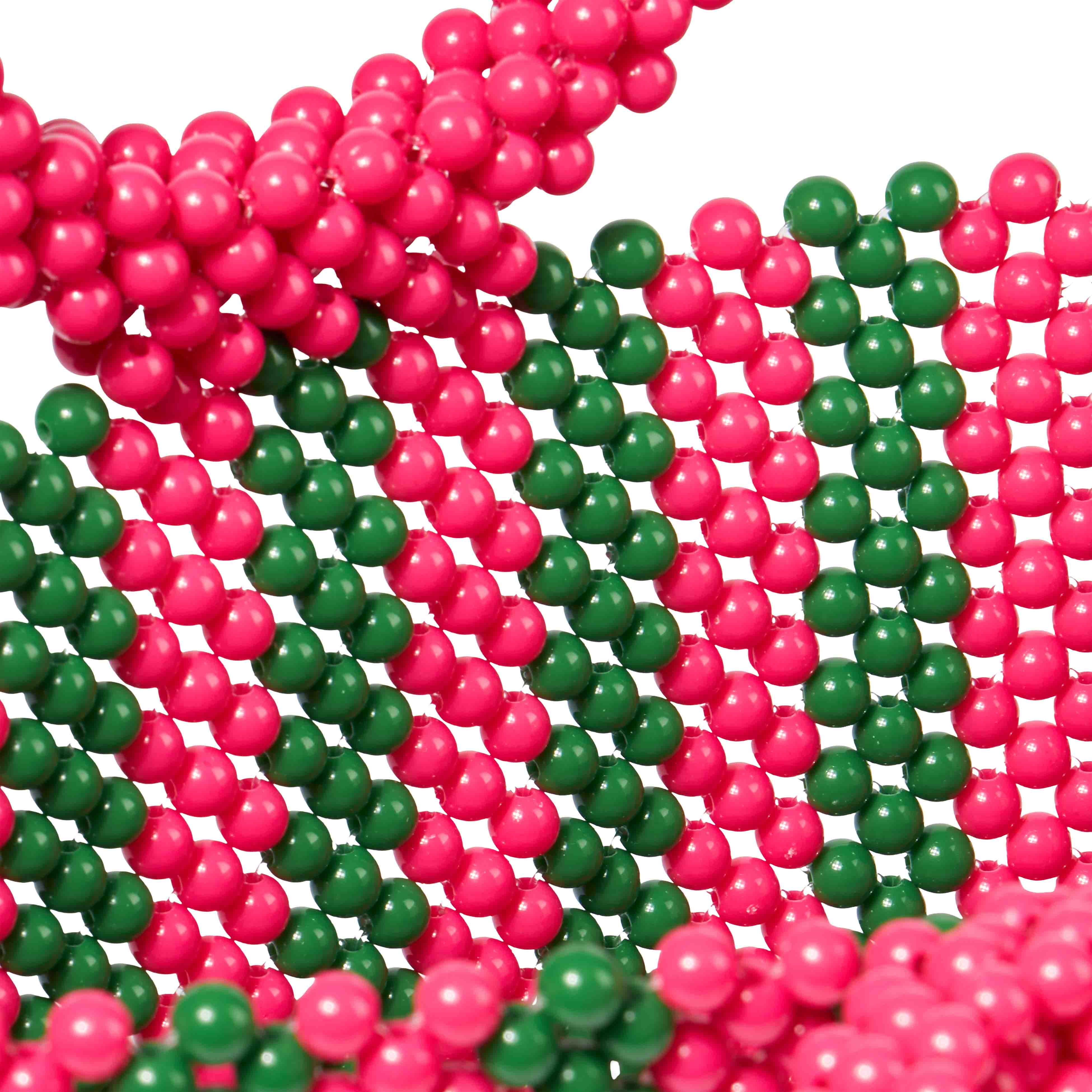 Beaded Big Bag pink and green striped beaded handbag - Image 5