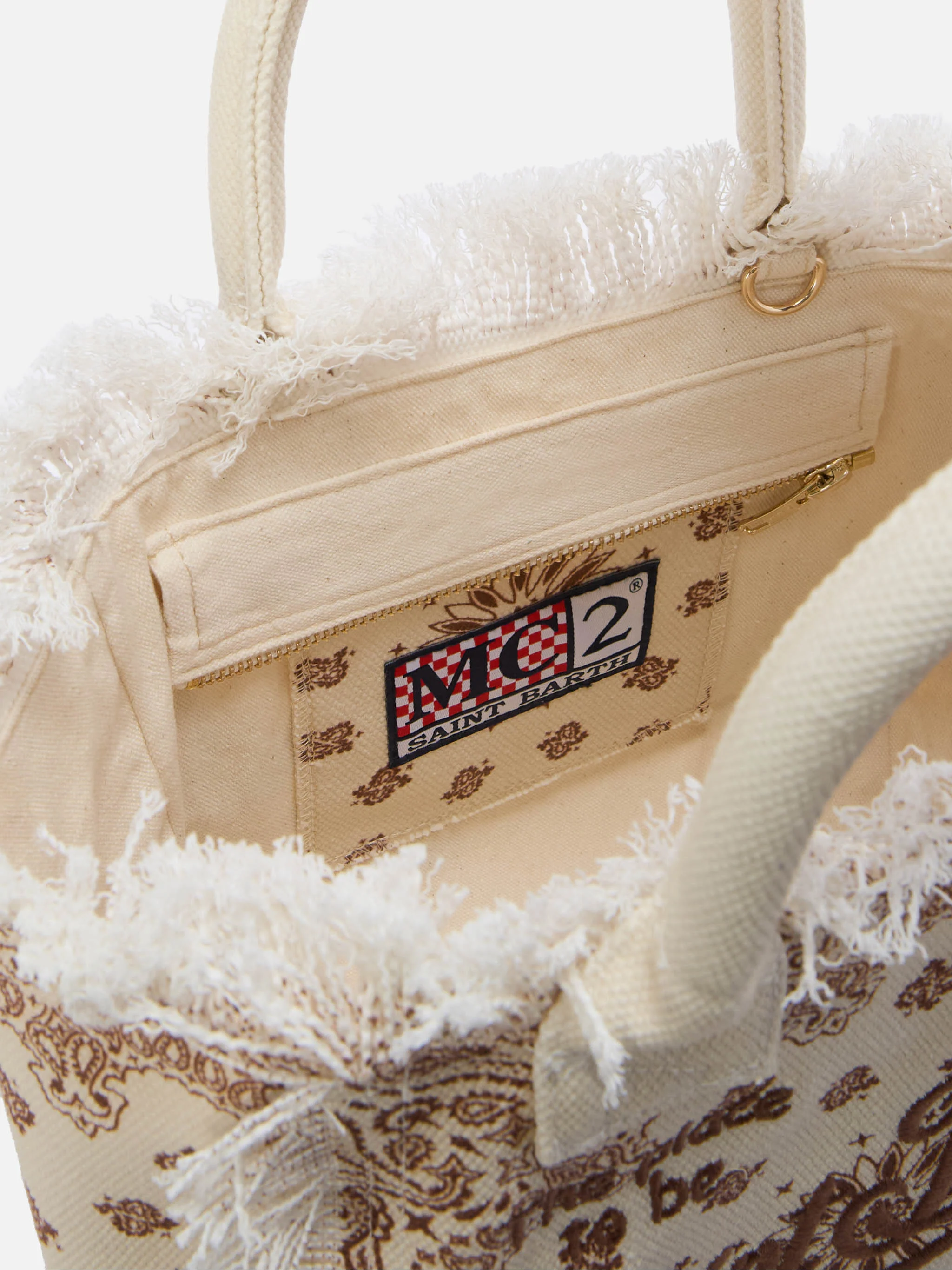 Beige canvas Colette bag with bandana print - Image 4