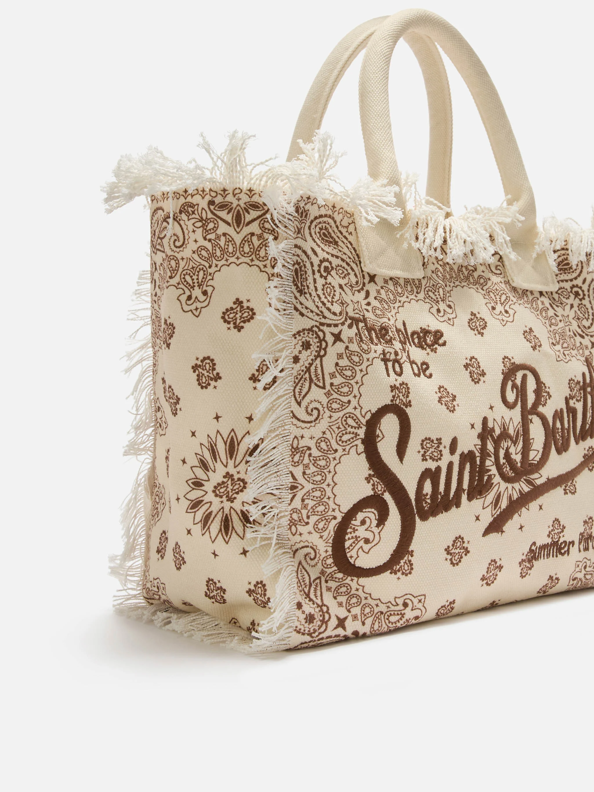 Beige canvas Vanity regular bag with bandana print - Image 4