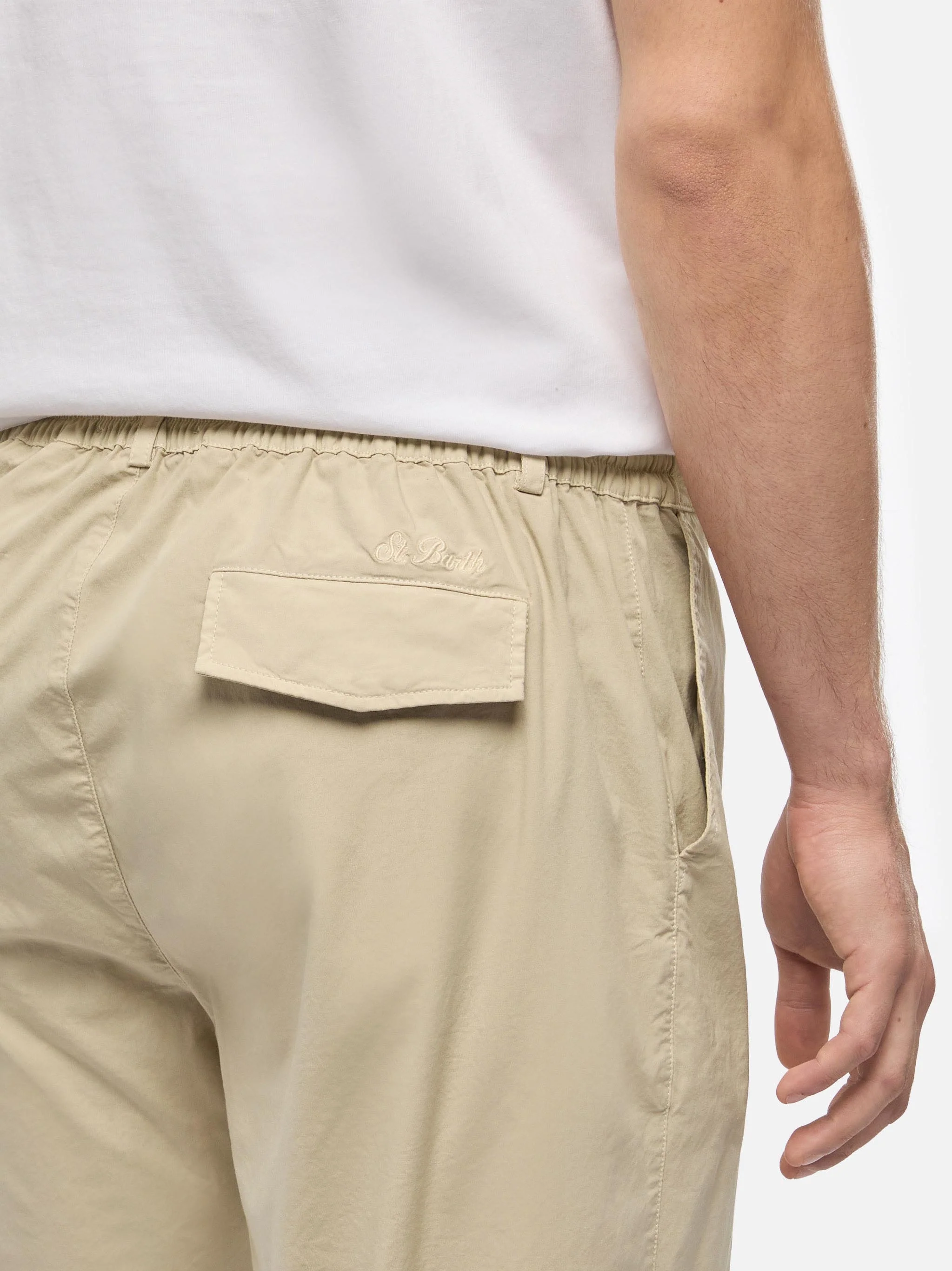Beige cotton pants Calais with drawstring - Image 2