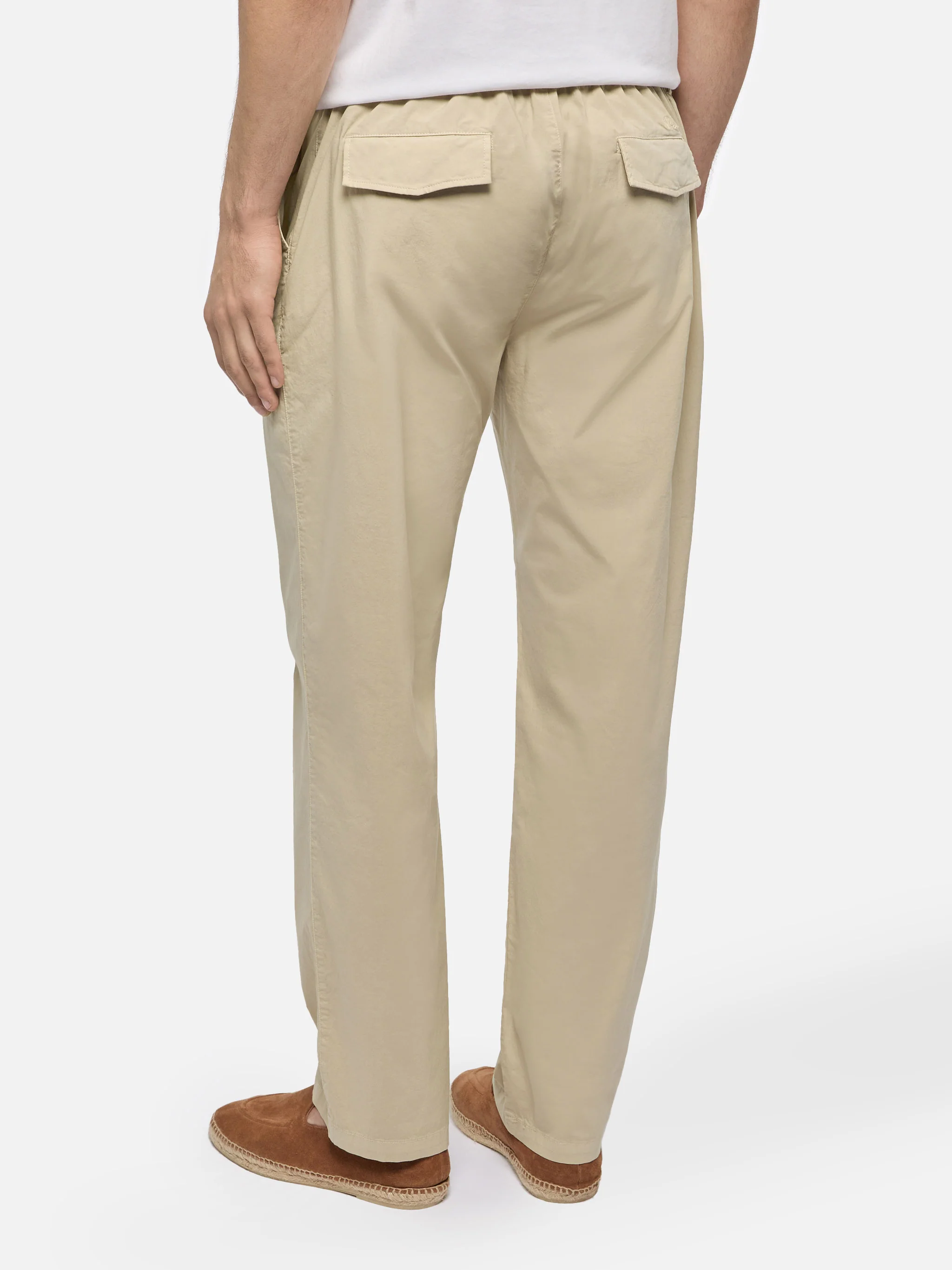 Beige cotton pants Calais with drawstring - Image 3