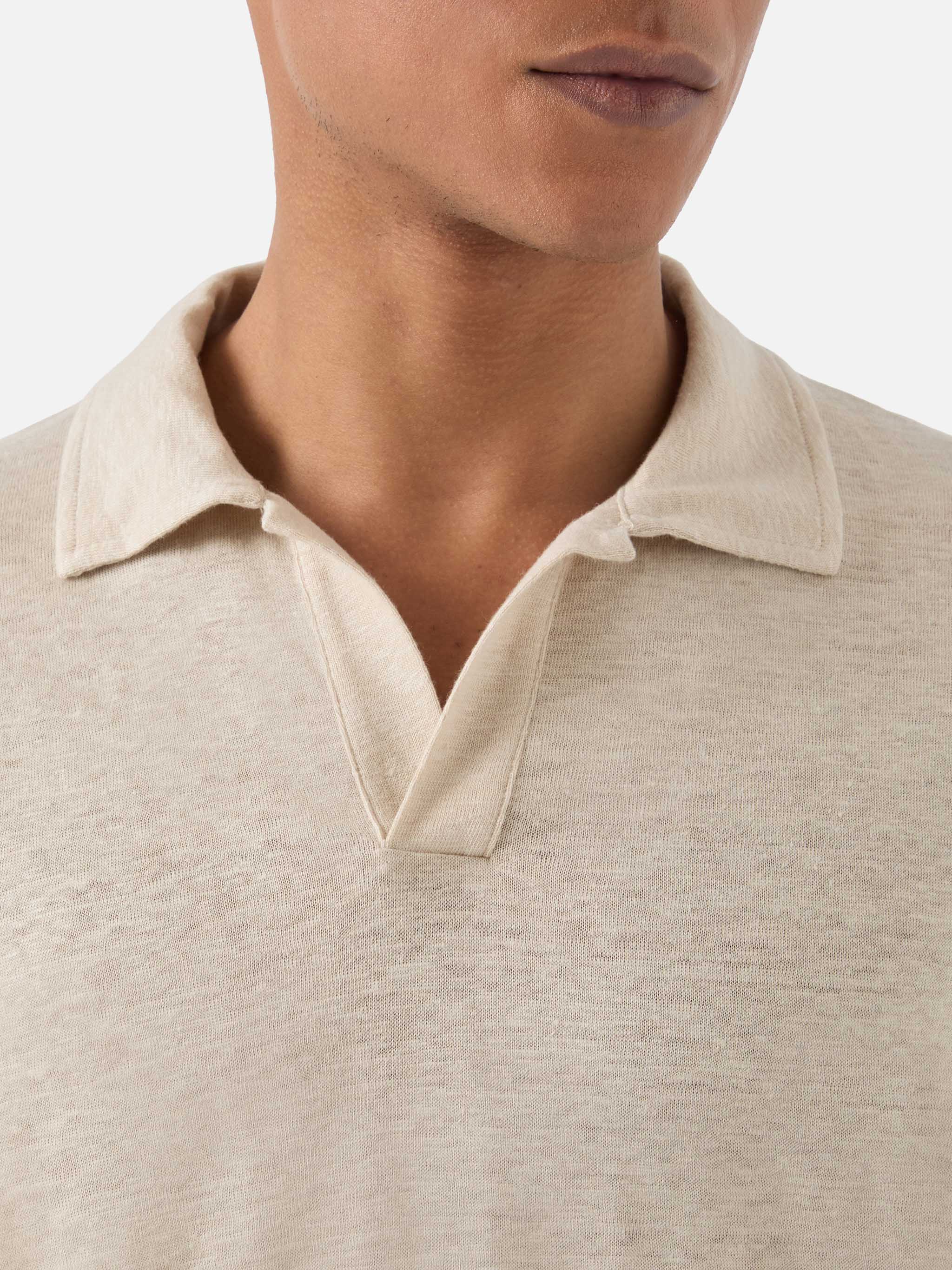 Beige Fraser polo in pure linen - Image 2