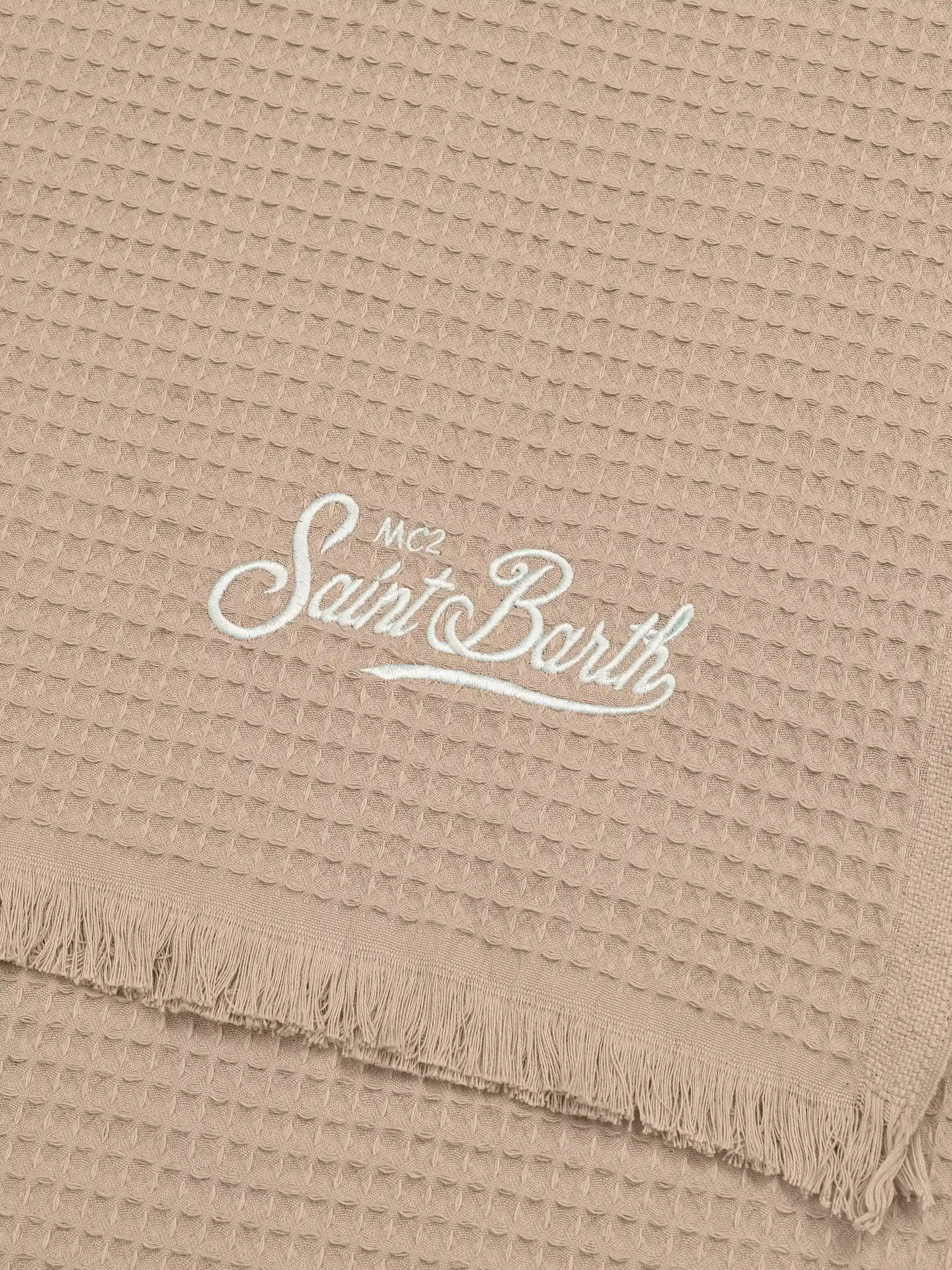 Beige honeycomb cotton FoutaSac beach towel - Image 2