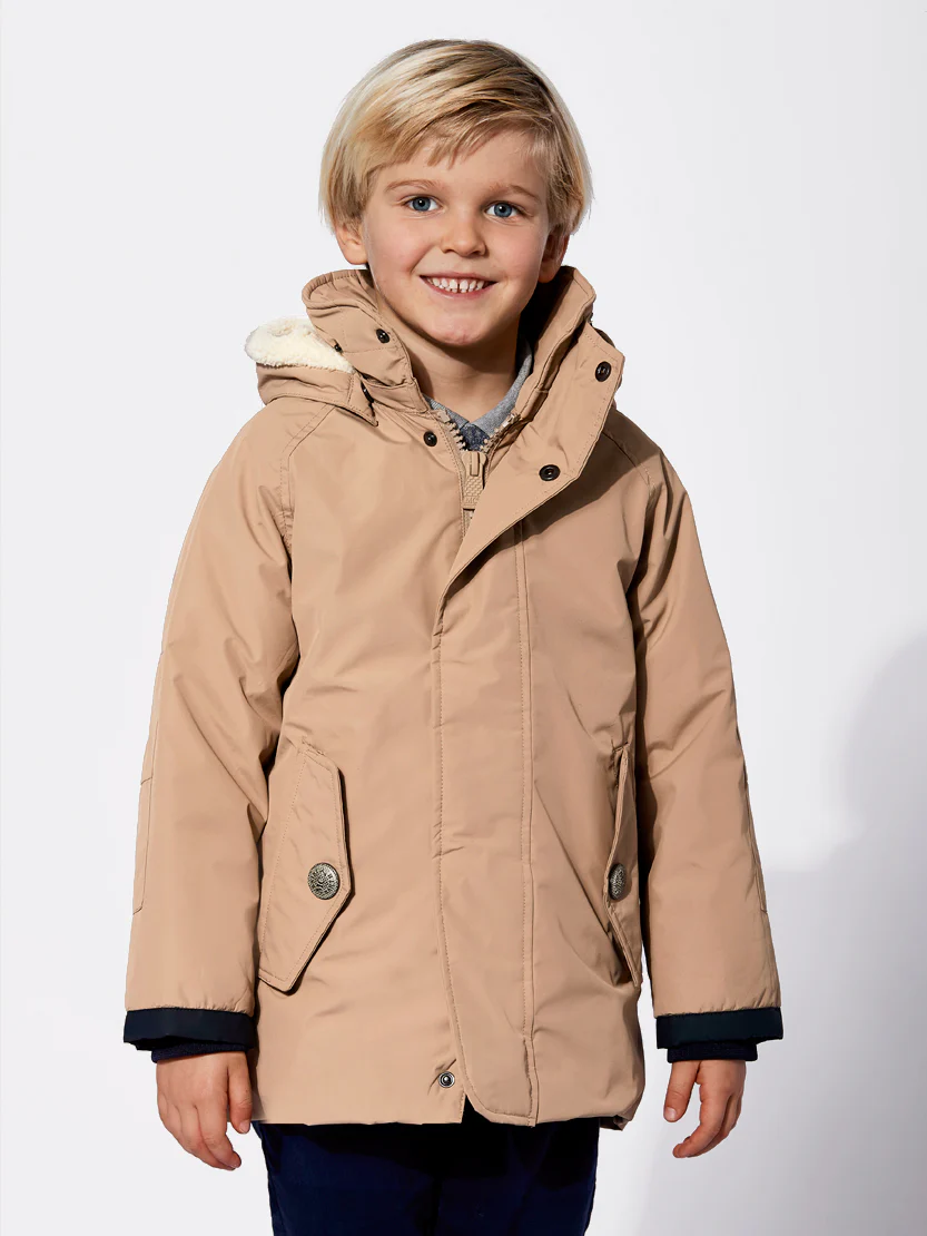 Boy hooded beige parka jacket Voyager Jr - Image 3