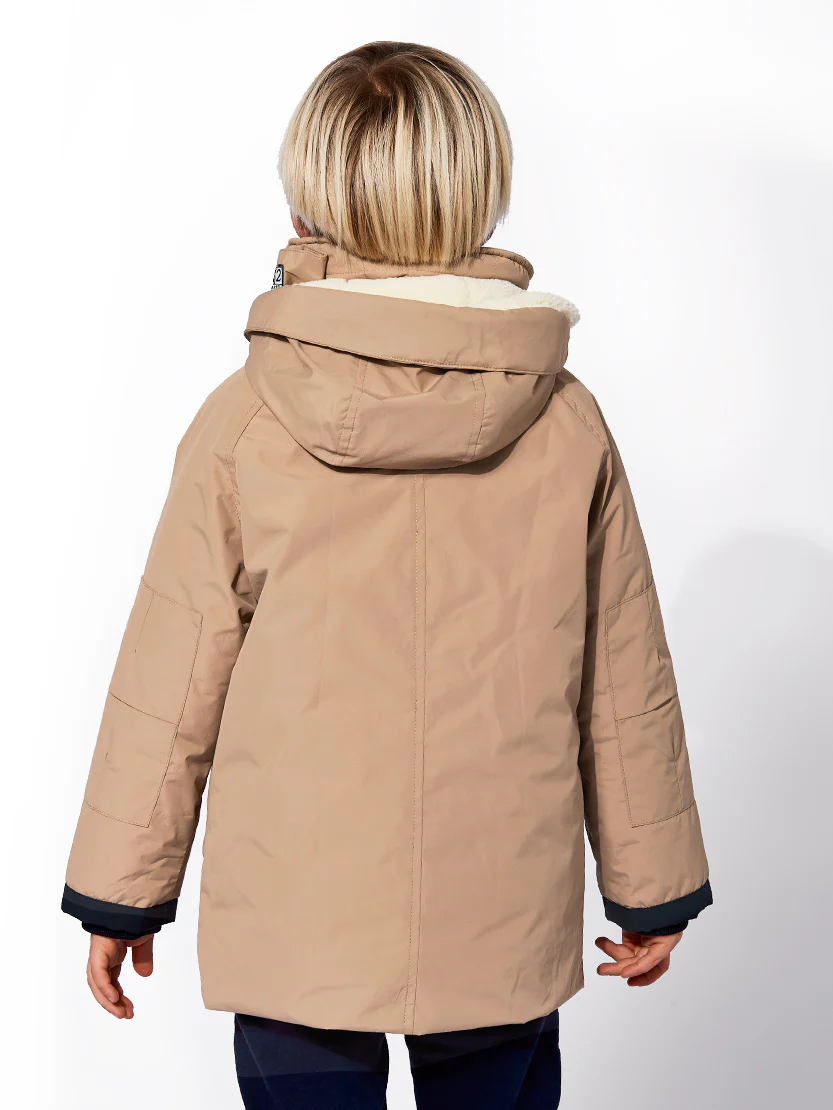 Boy hooded beige parka jacket Voyager Jr - Image 4