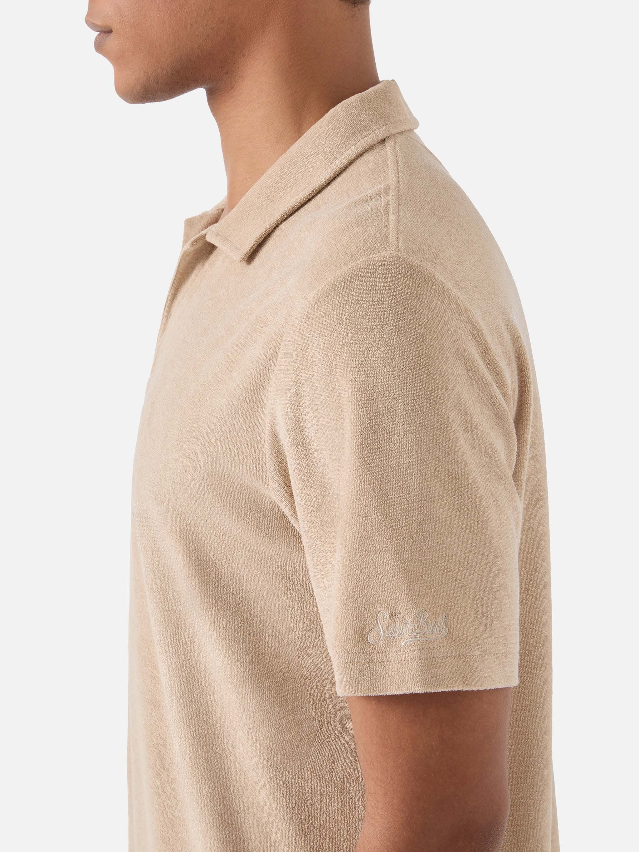 Beige Jeremy polo in terry-effect cotton - Image 4