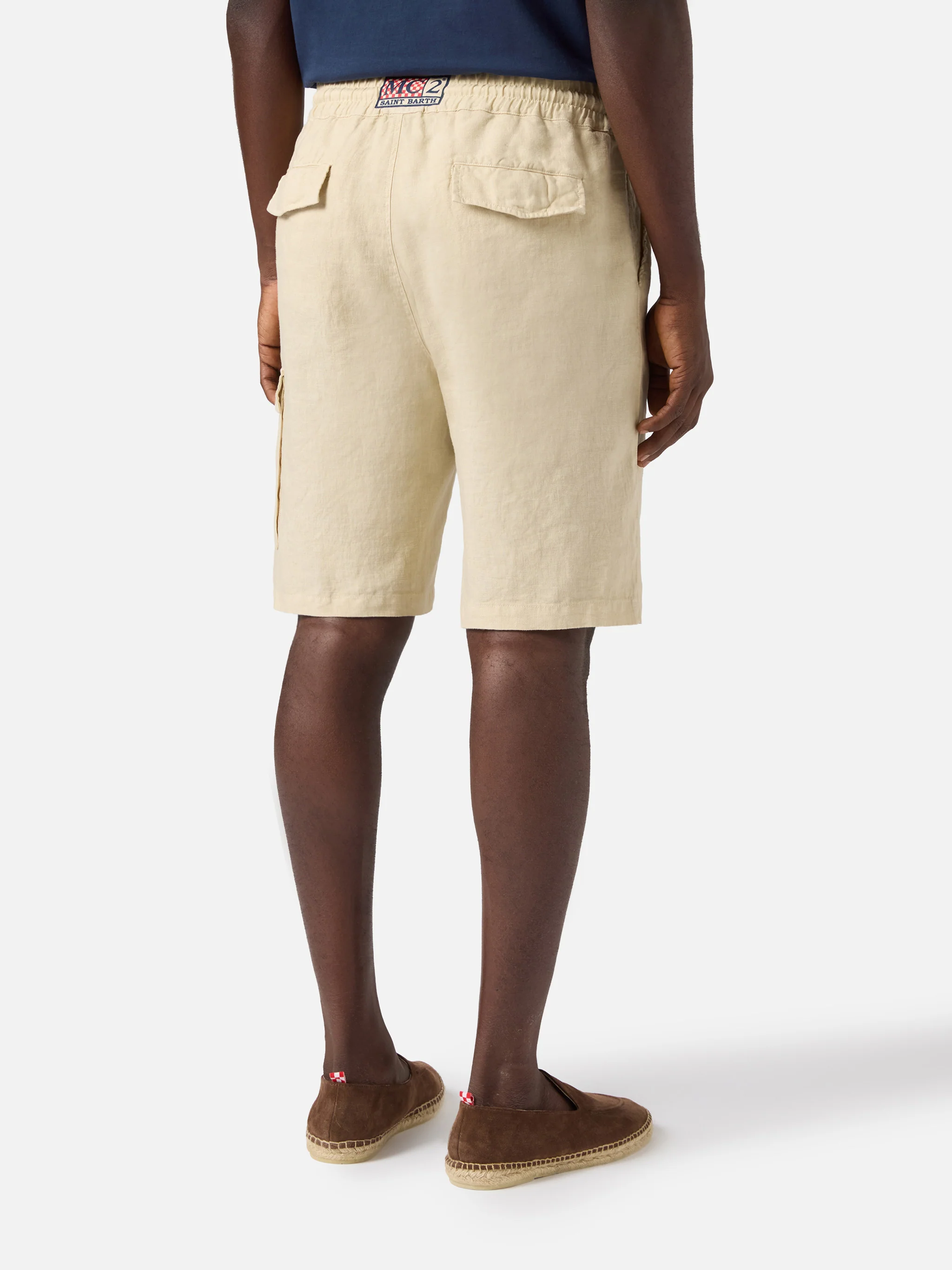 Beige Marseille bermuda shorts in pure linen - Image 3