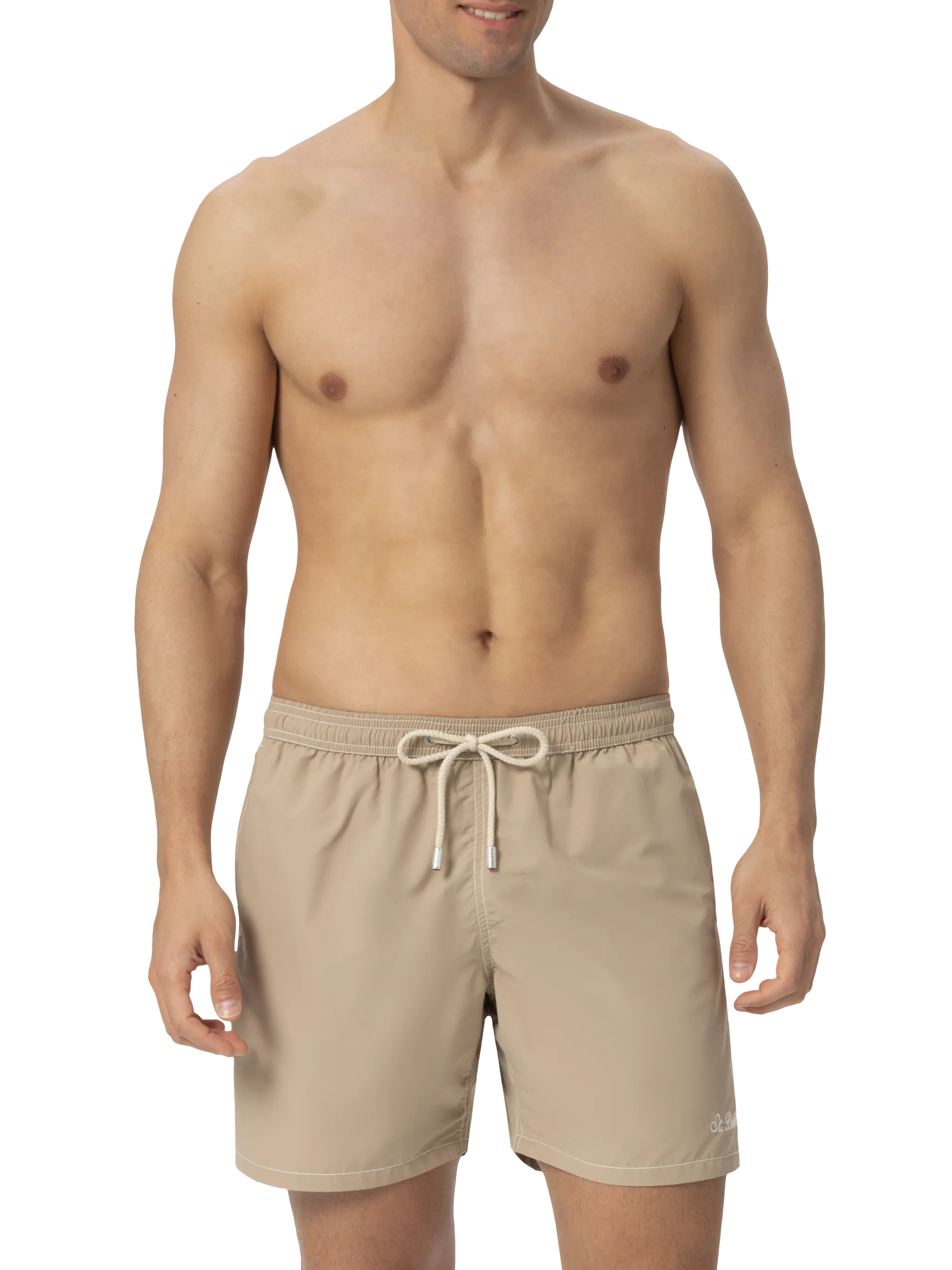 Beige mid-length classic light swim shorts Patmos - Image 3