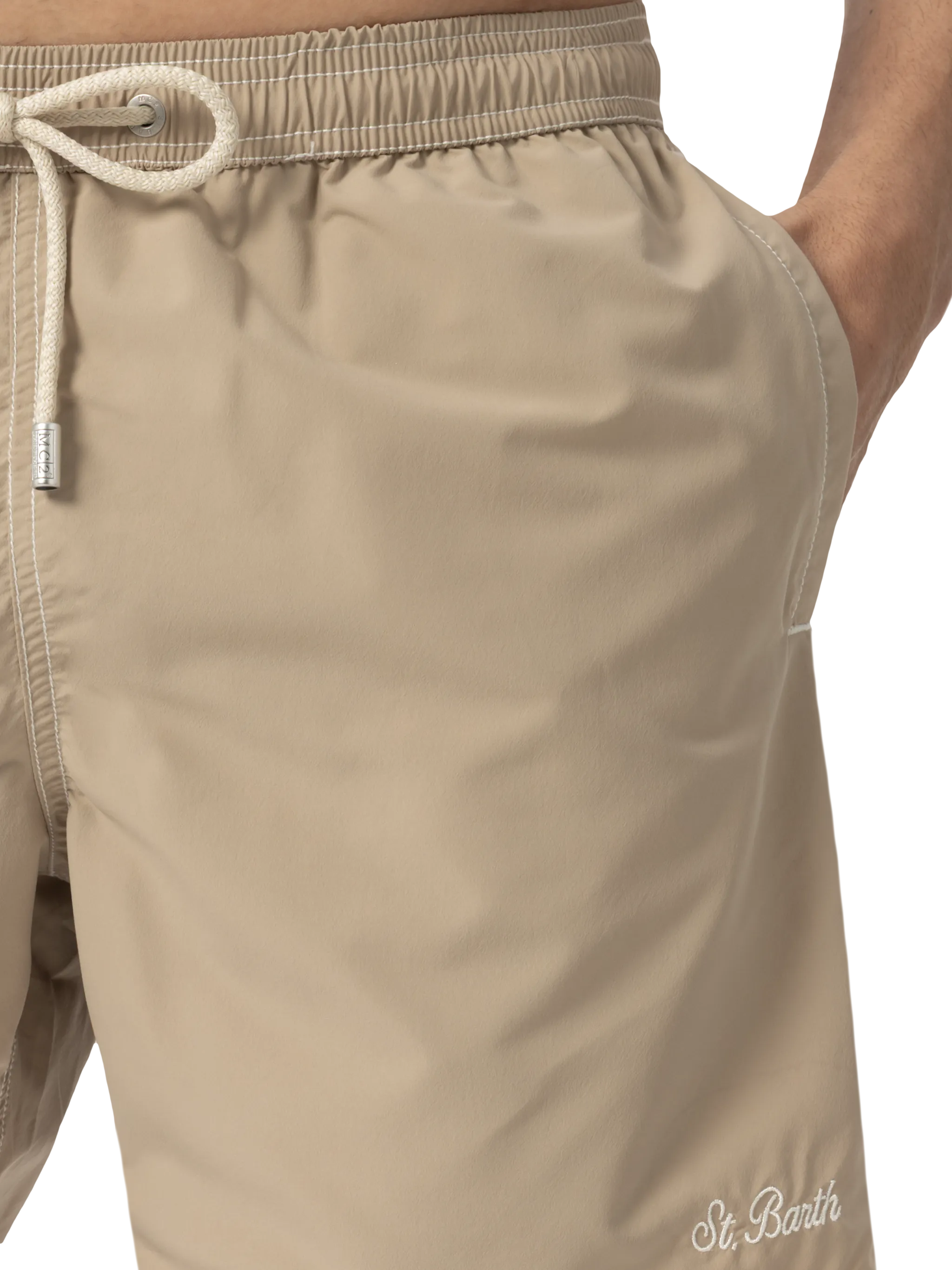 Beige mid-length classic light swim shorts Patmos - Image 5