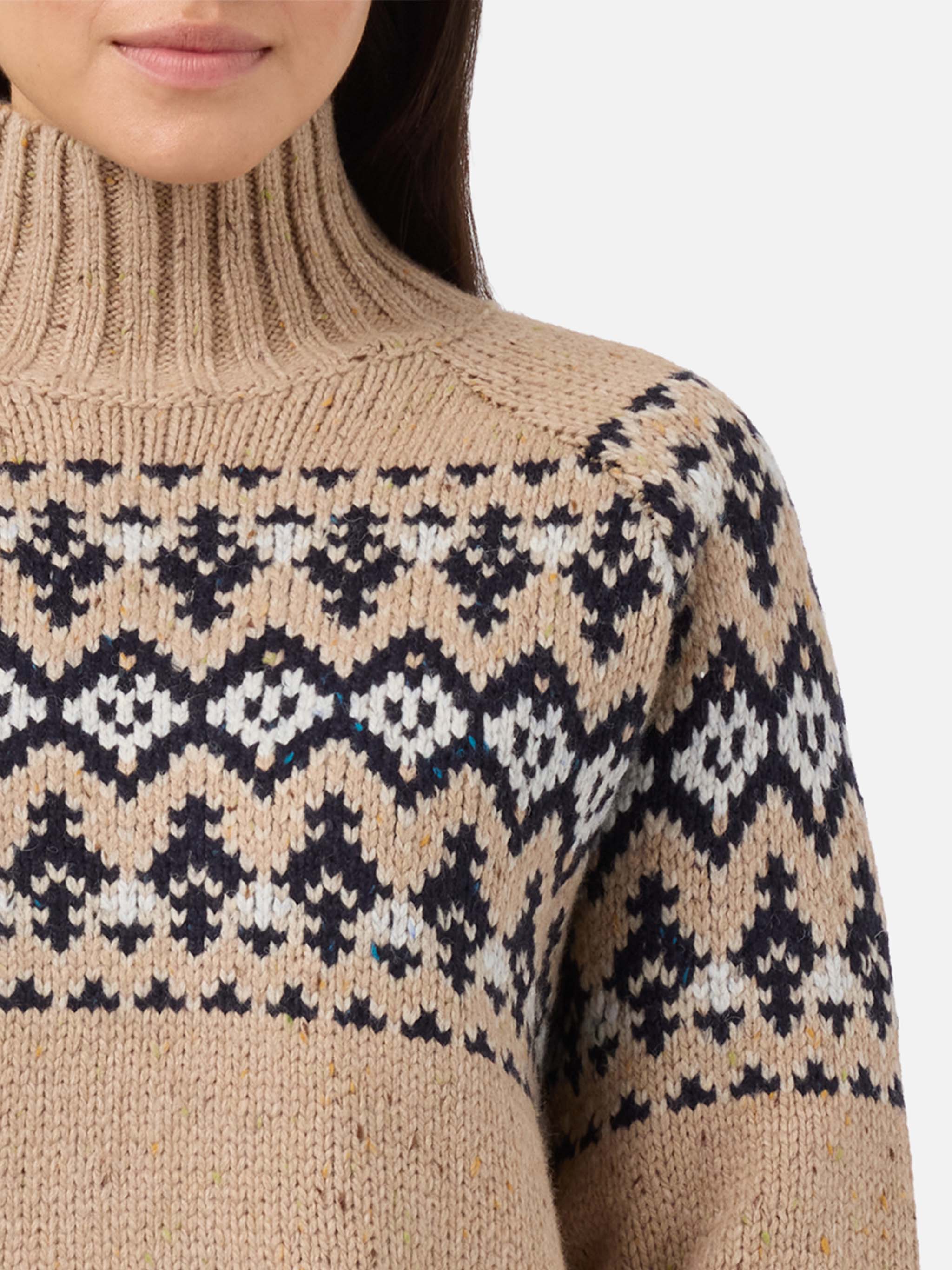 Beige Myra Donegal wool blend sweater with Fair Isle jacquard - Image 2