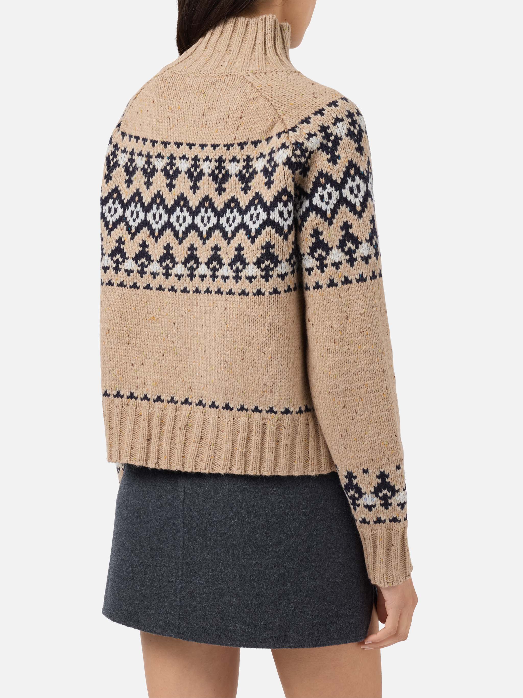 Beige Myra Donegal wool blend sweater with Fair Isle jacquard - Image 3
