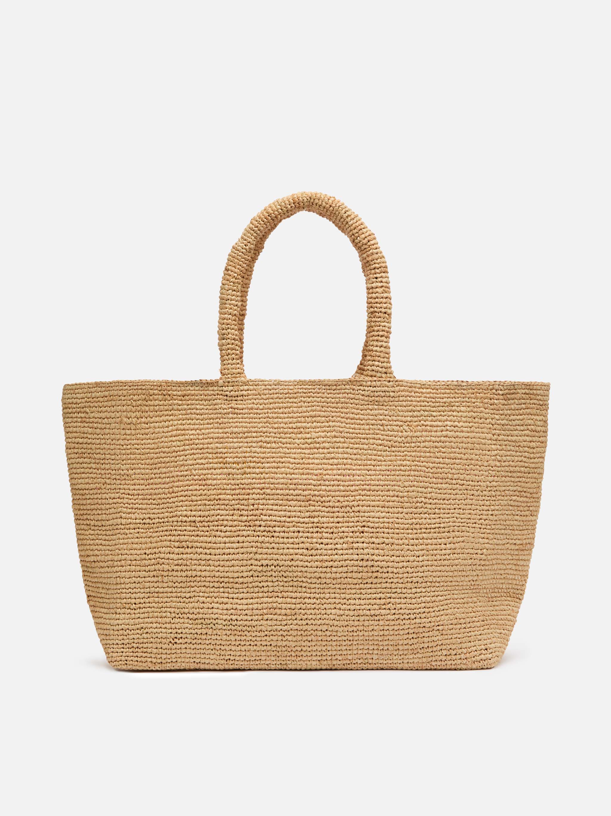 Beige Raffia Beach bag with cotton pouch and Ibiza embroidery - Image 5