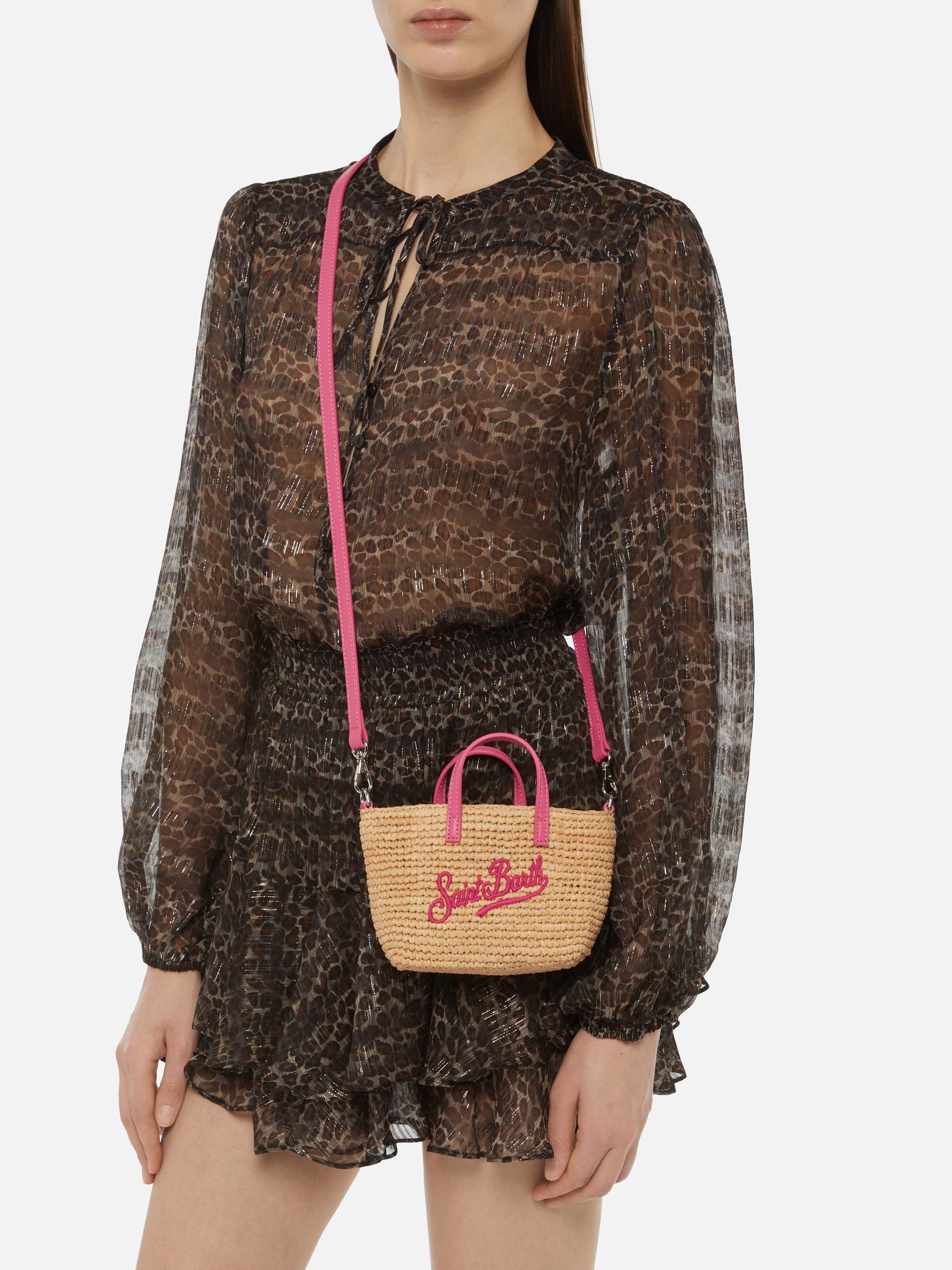 Beige Raffia City Micro bag with Saint Barth embroidery - Image 2