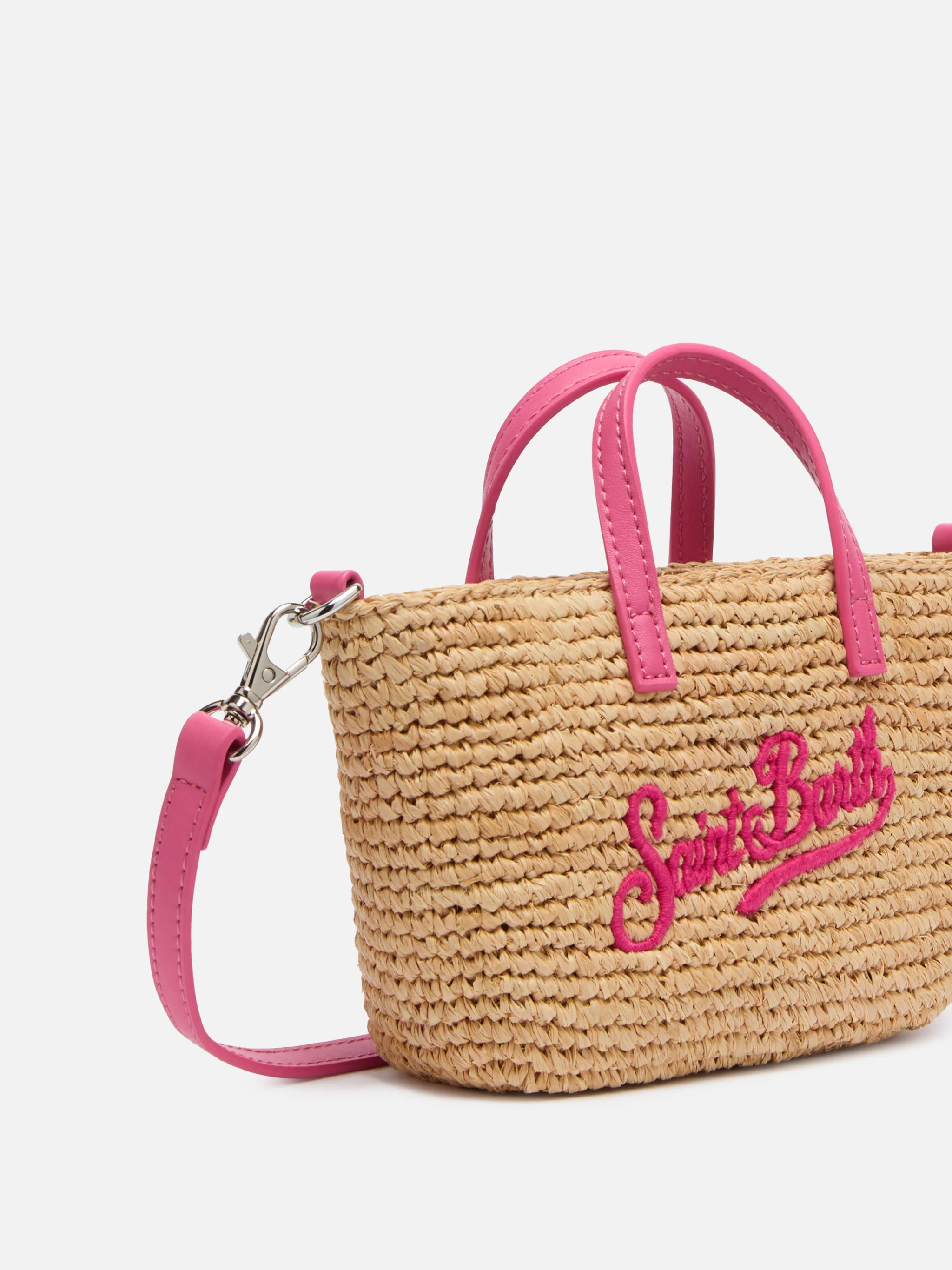 Beige Raffia City Micro bag with Saint Barth embroidery - Image 3