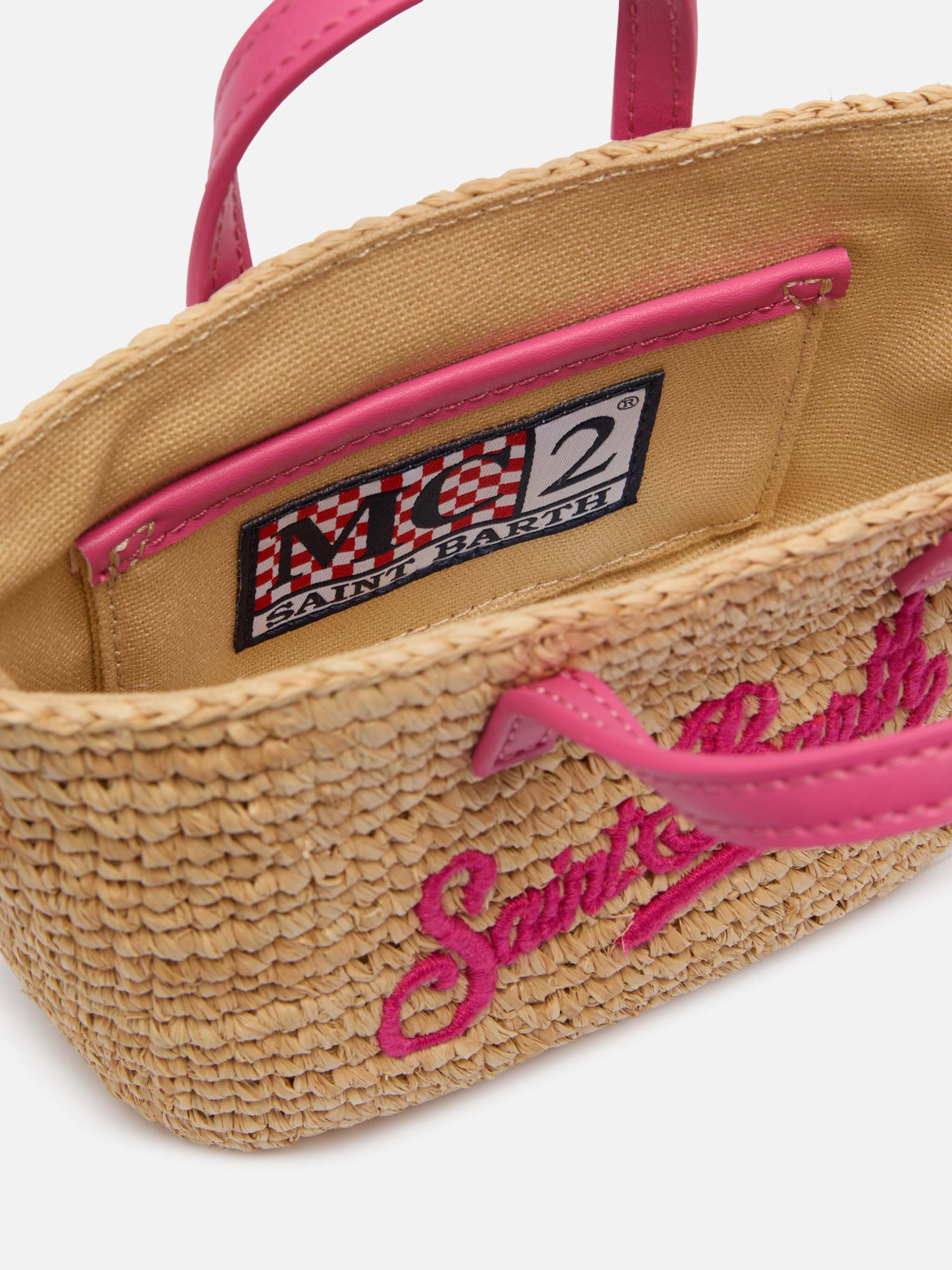Beige Raffia City Micro bag with Saint Barth embroidery - Image 6