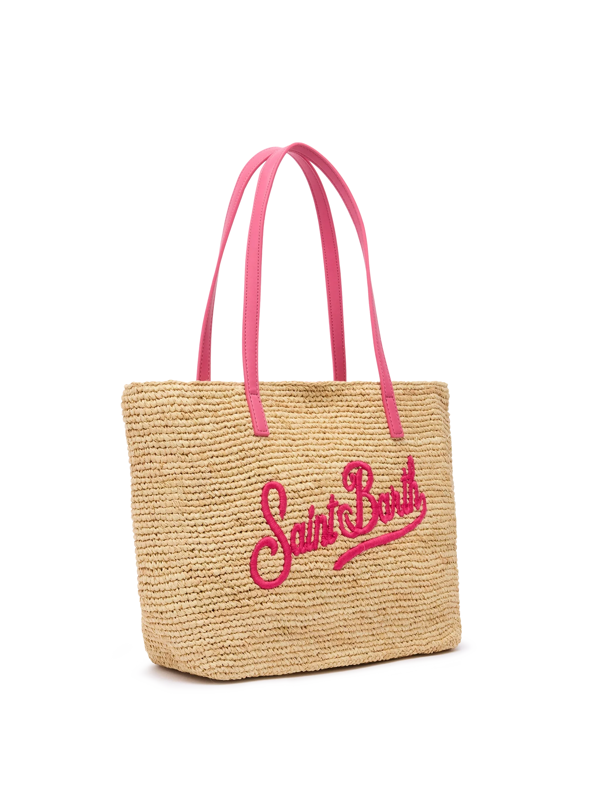 Beige Raffia City Mid bag with Saint Barth embroidered logo - Image 4