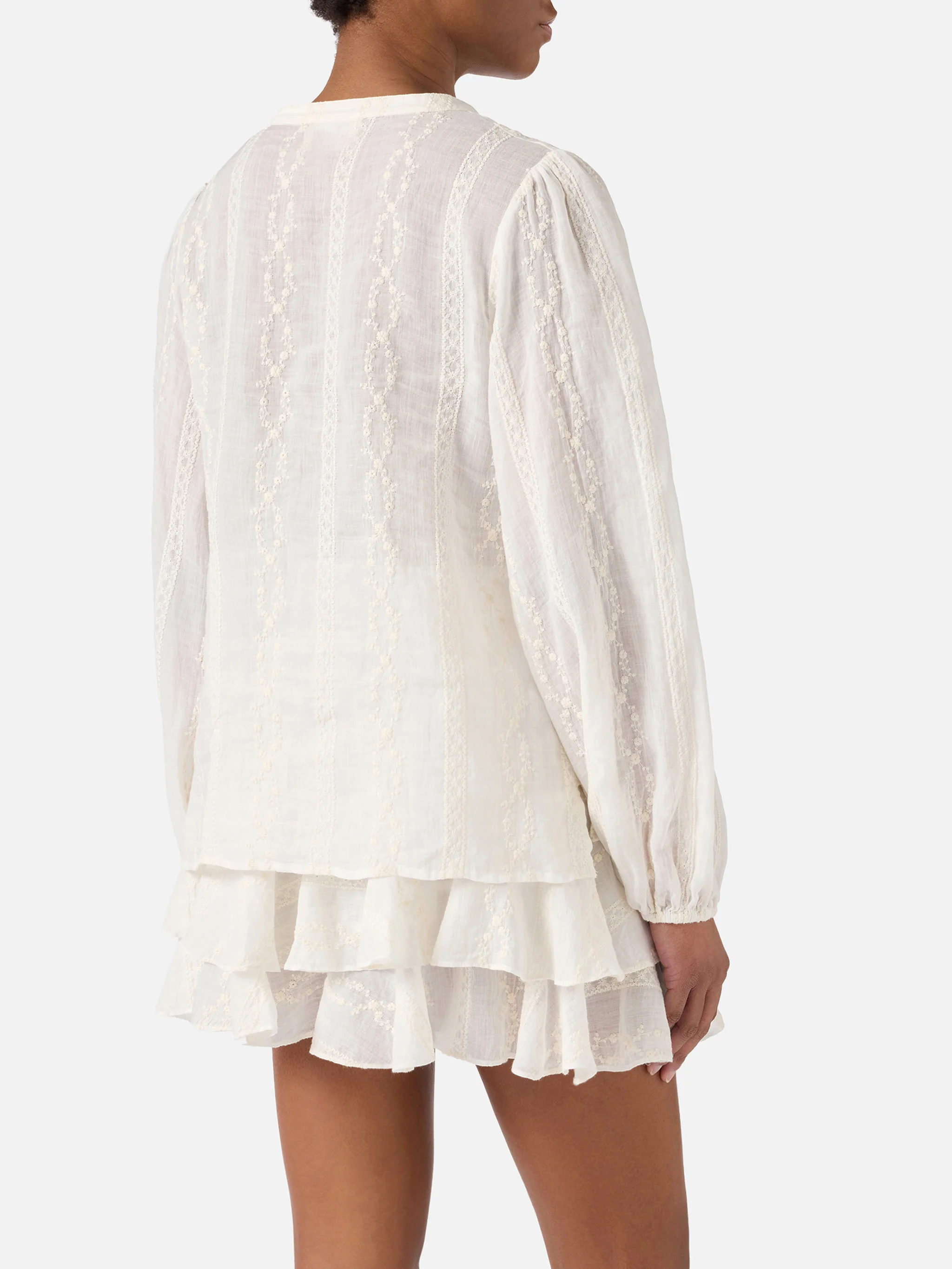 Beige ramie Harper blouse with embroidered motif - Image 4
