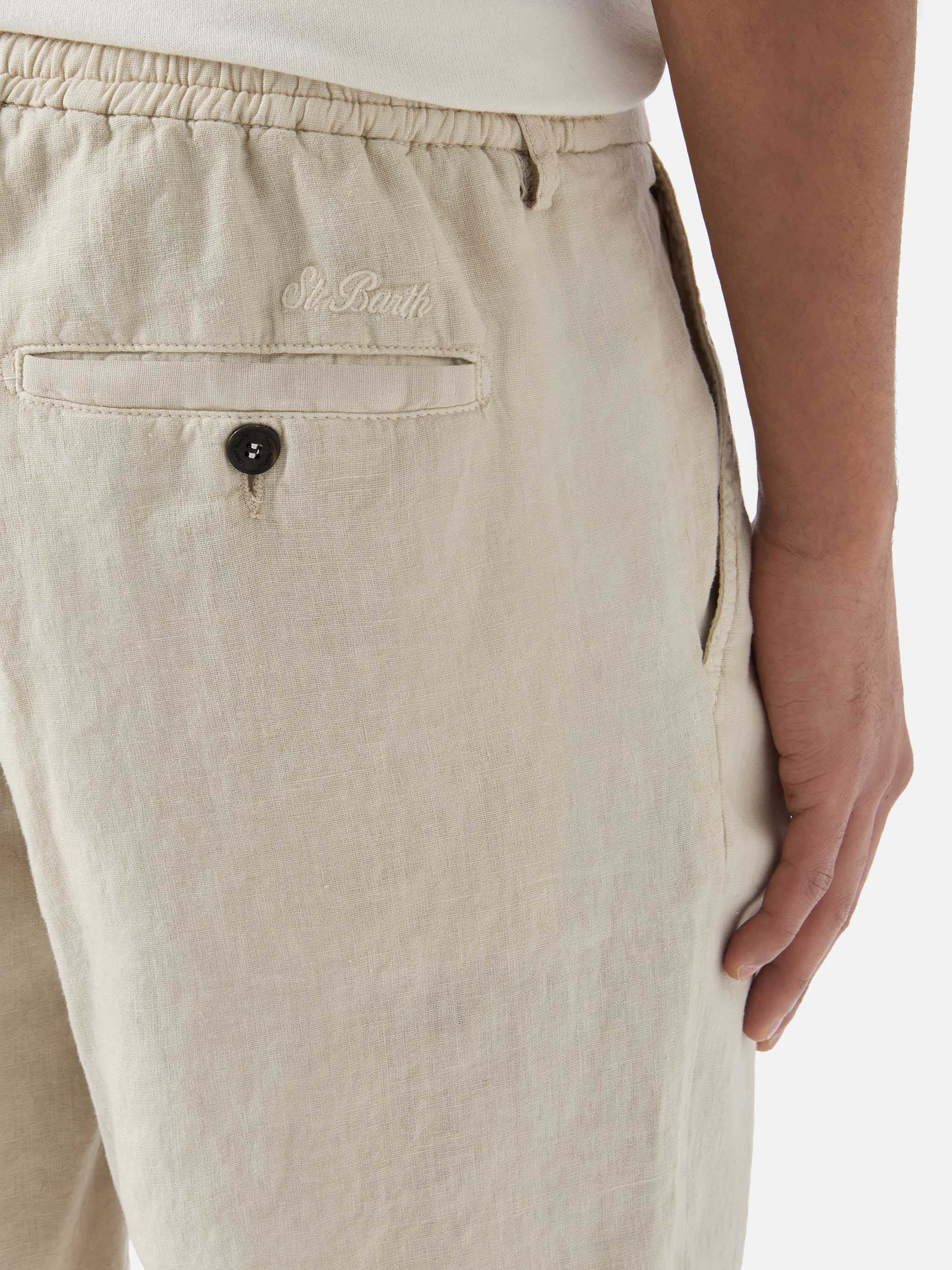Beige Sebastian bermuda shorts in pure linen - Image 4