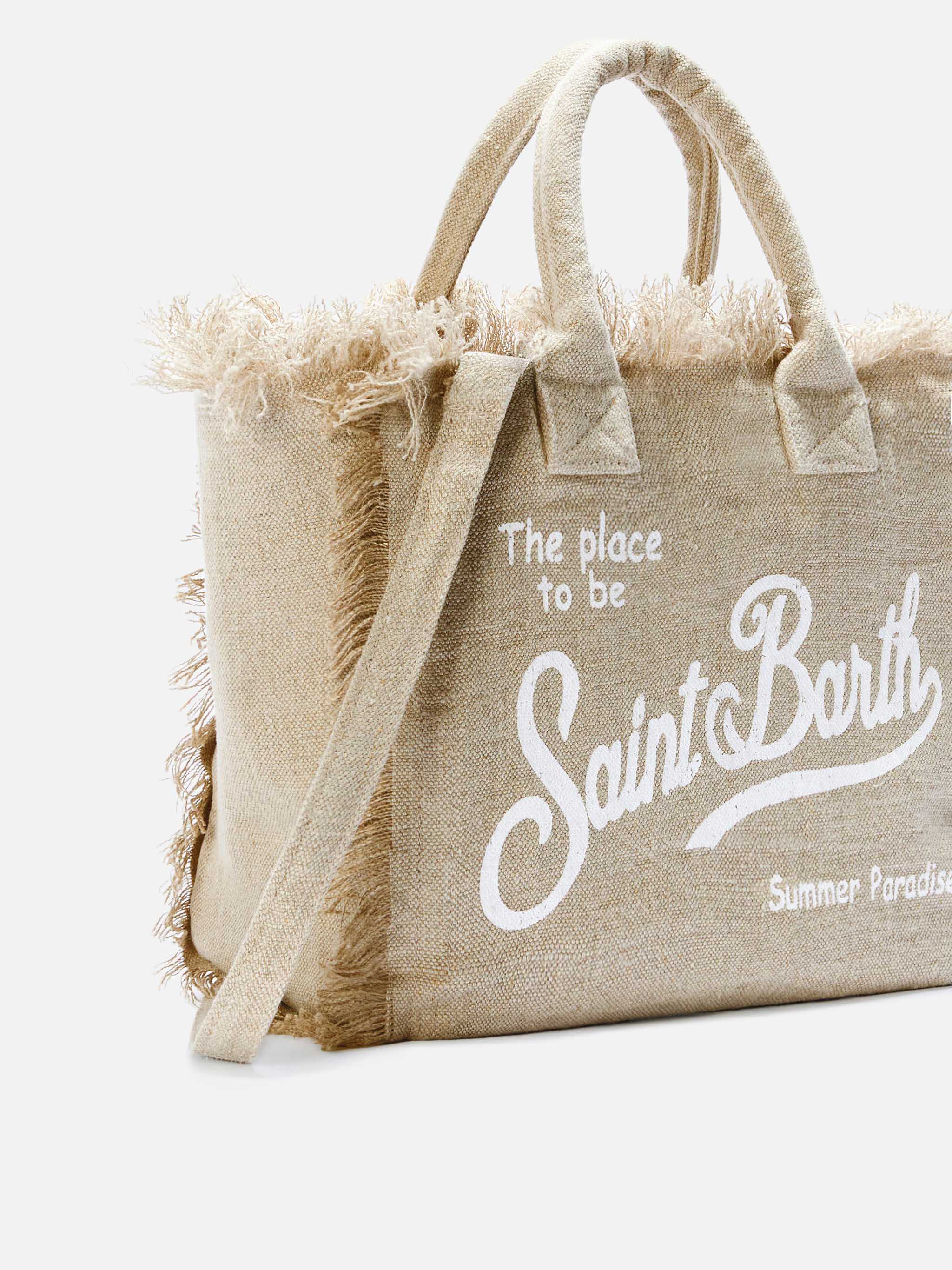 Beige solid color linen Colette bag - Image 3