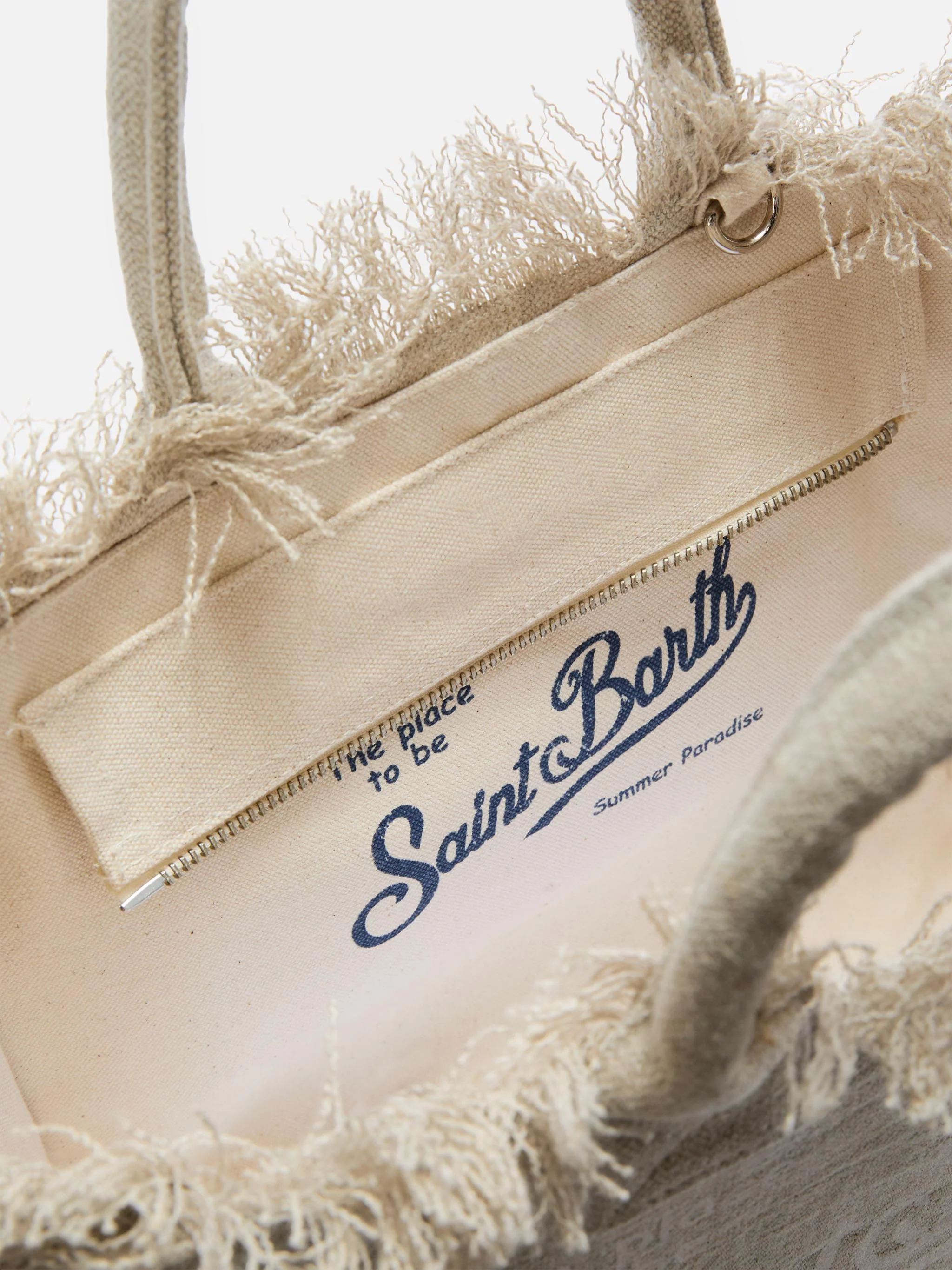 Beige solid color linen Vanity regular bag - Image 4