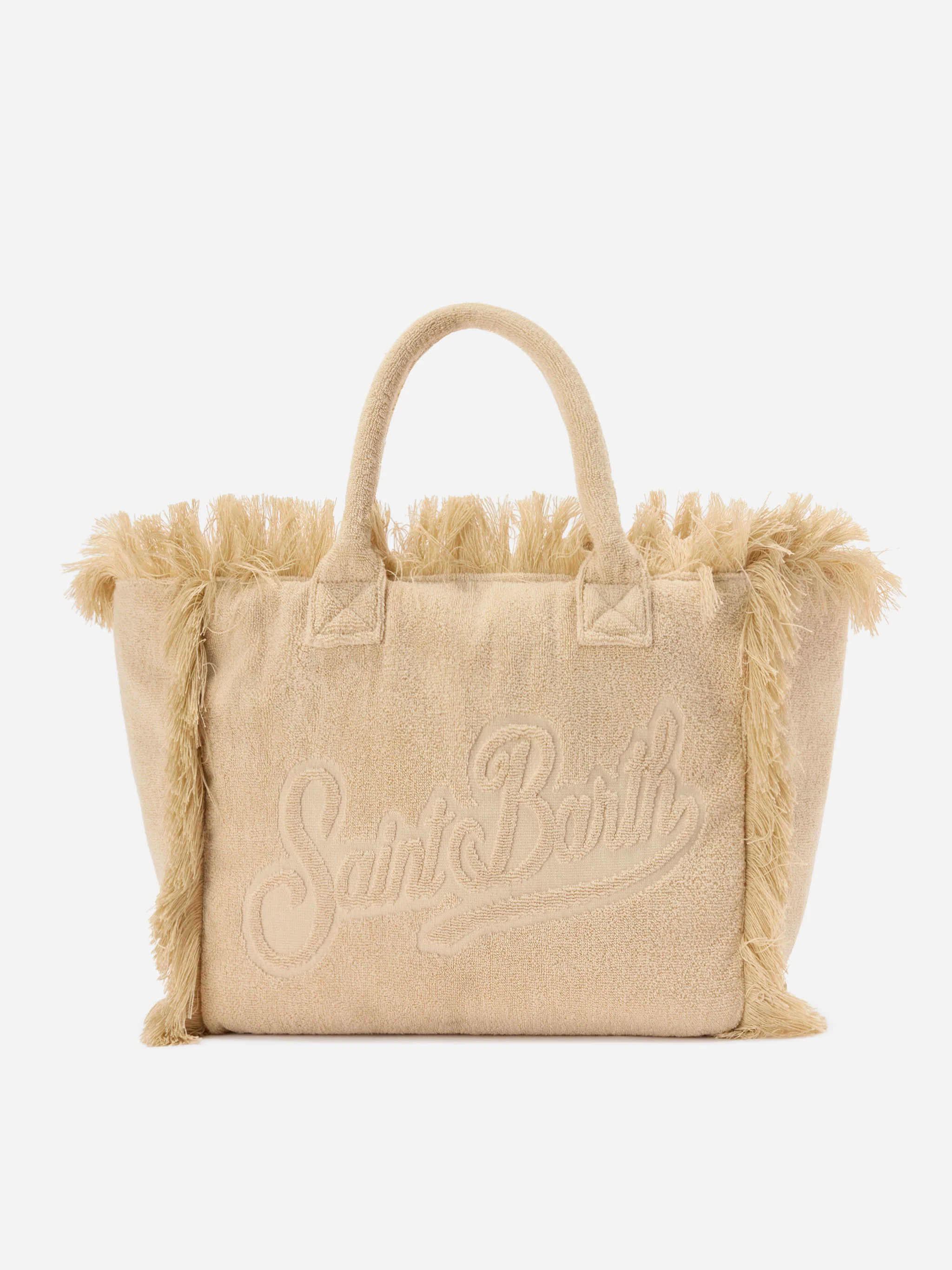 Beige solid color terry effect Vanity regular bag - Image 2