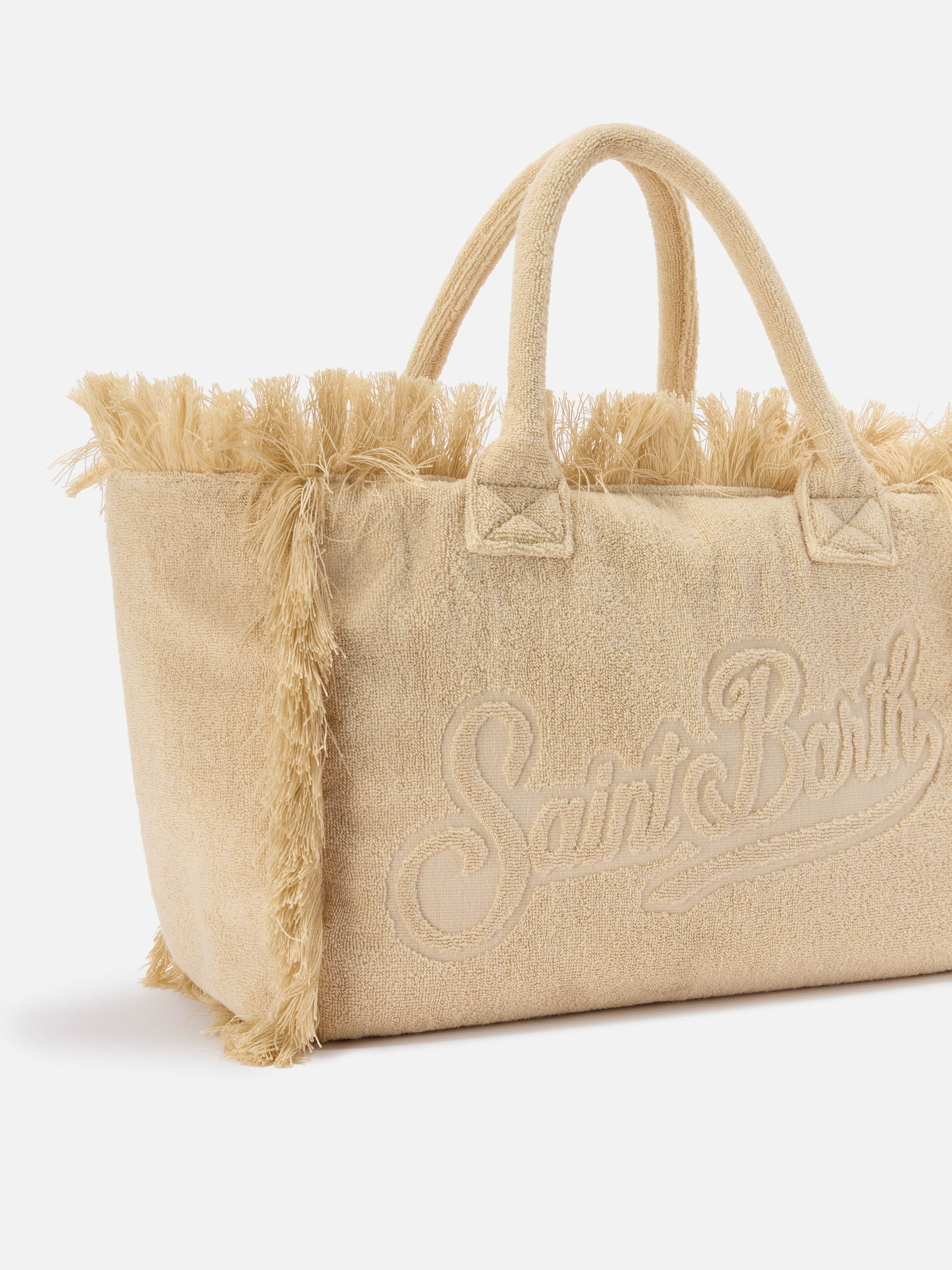 Beige solid color terry effect Vanity regular bag - Image 3