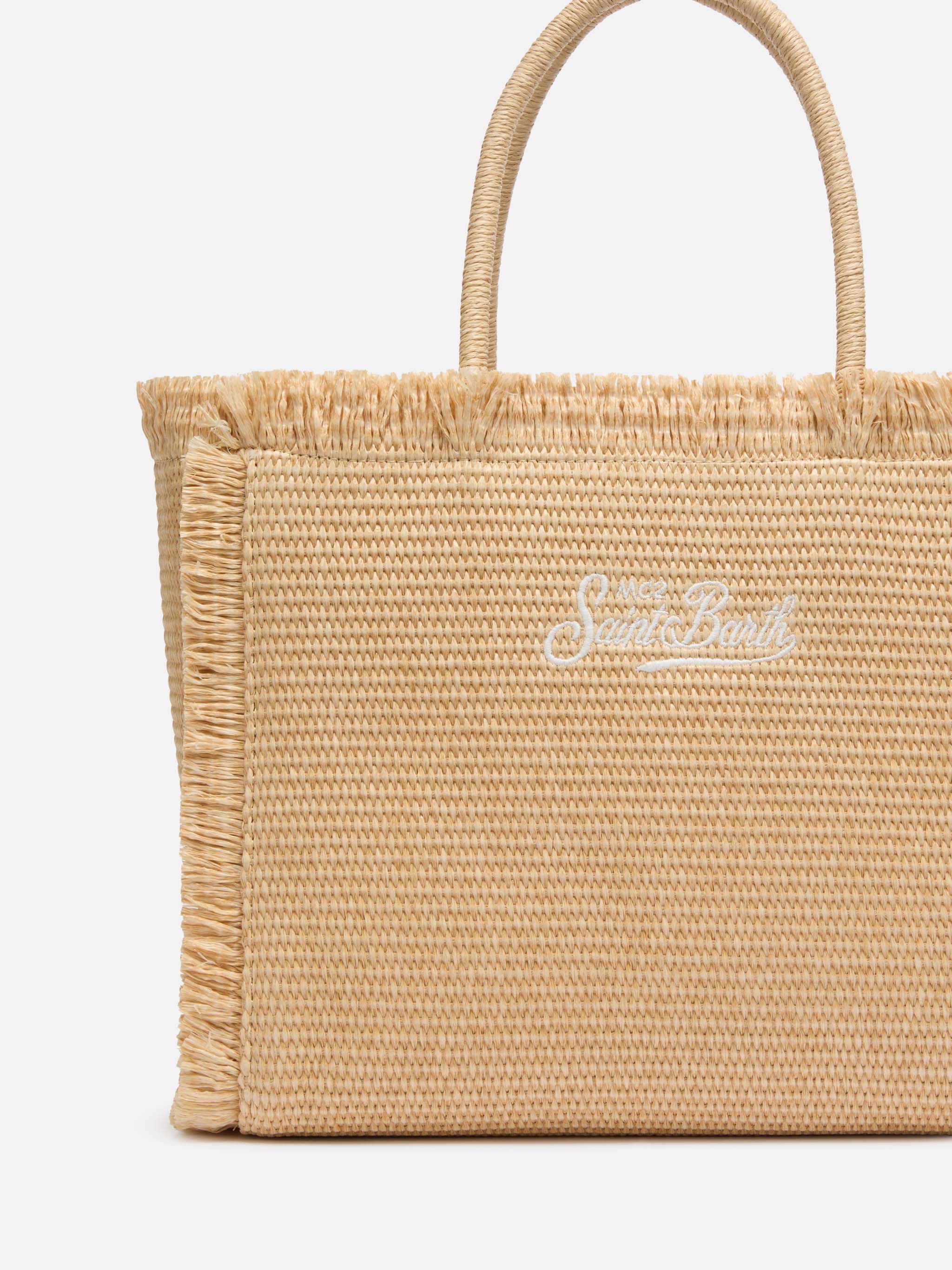 Beige straw effect Vanity tote bag - Image 3