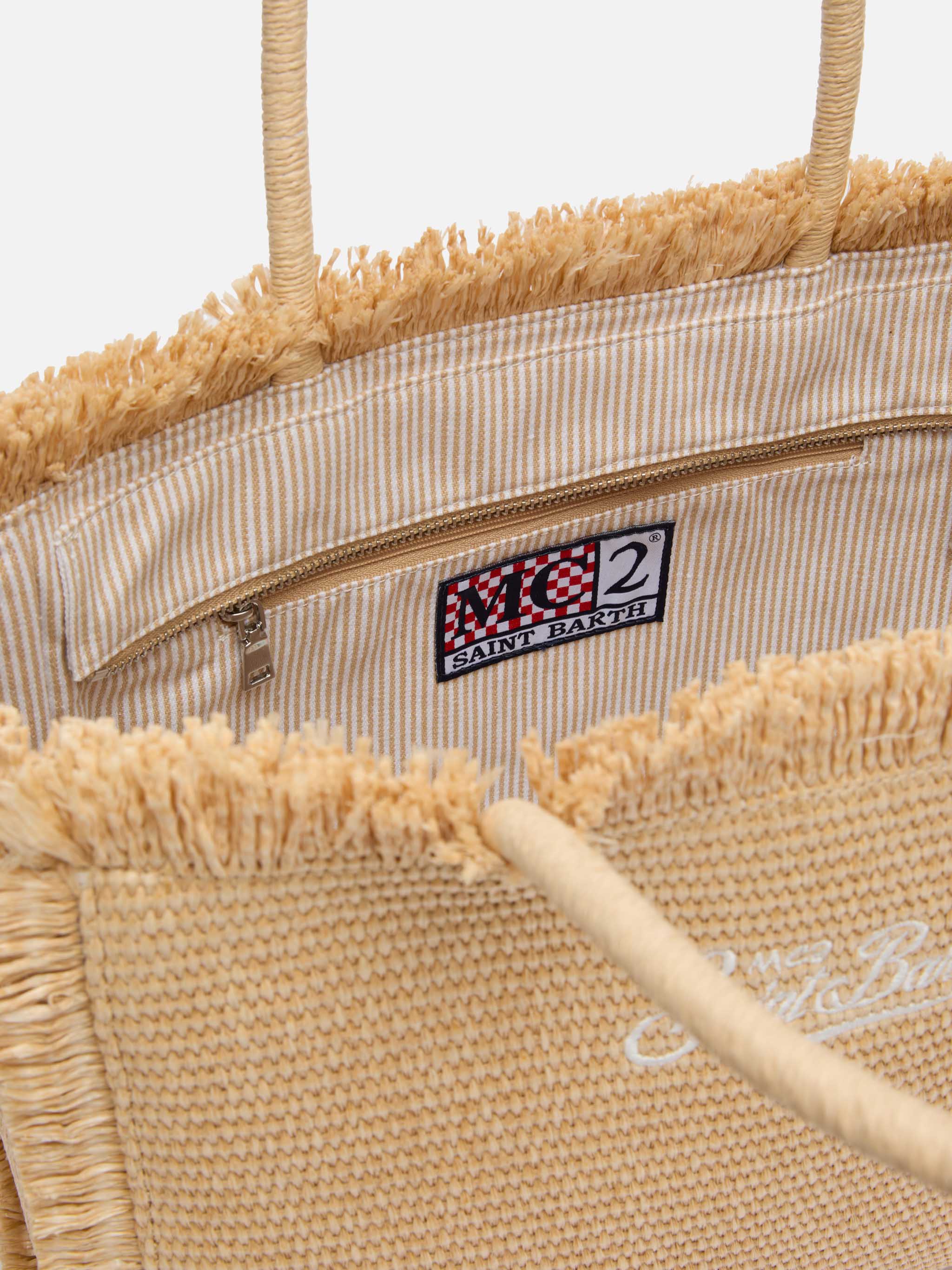 Beige straw effect Vanity tote bag - Image 6