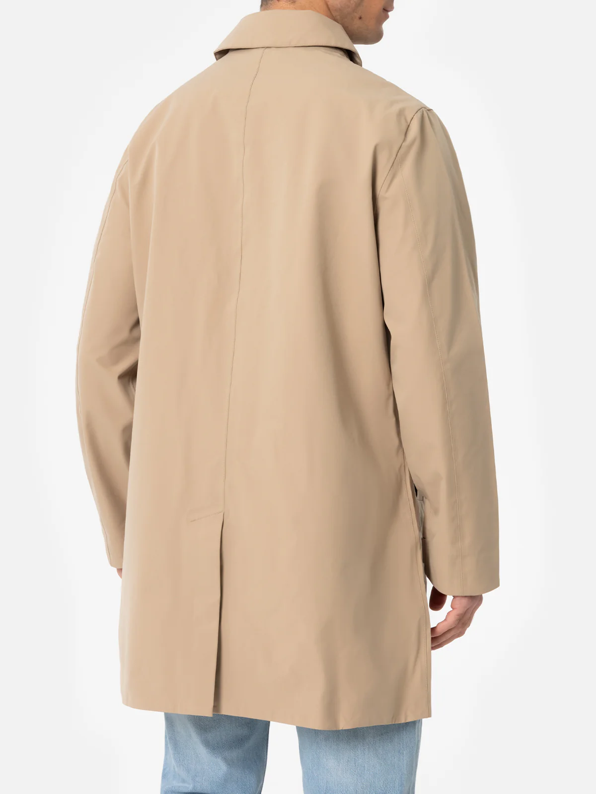 Beige stretch fabric trench Elbert with welt - Image 6
