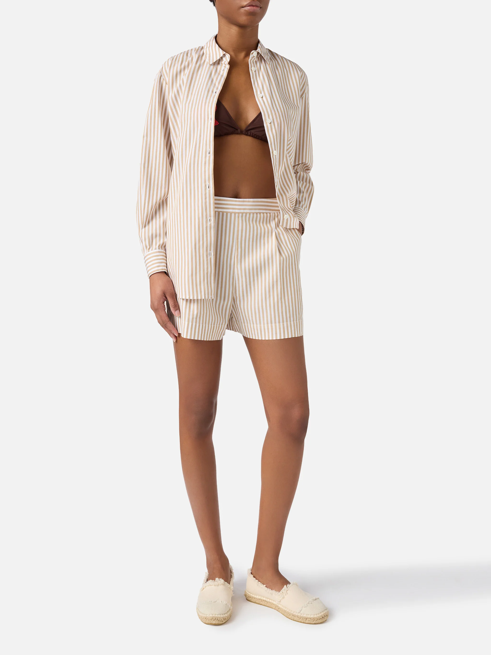 Amani beige striped shorts - Image 2