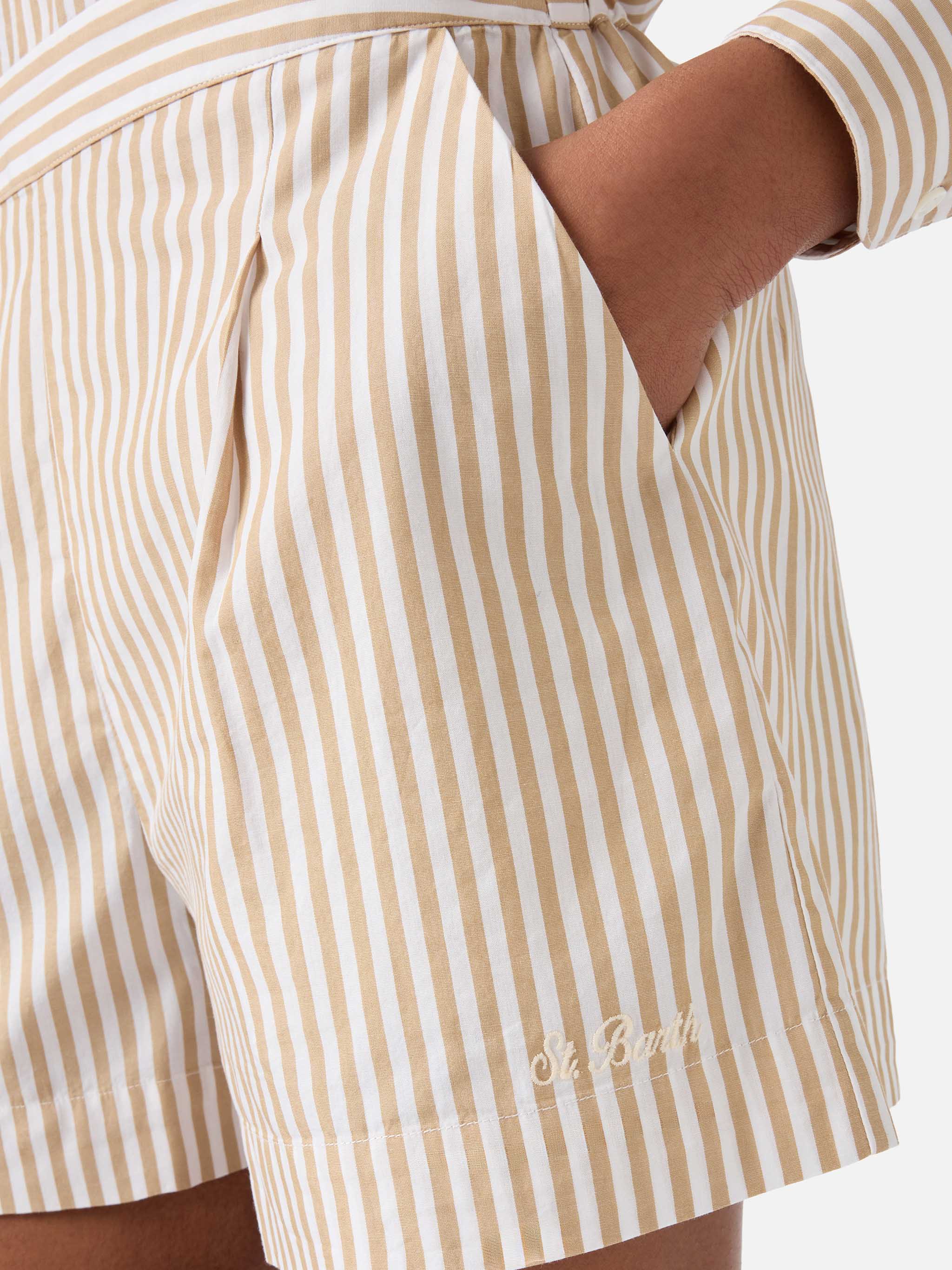 Amani beige striped shorts - Image 4