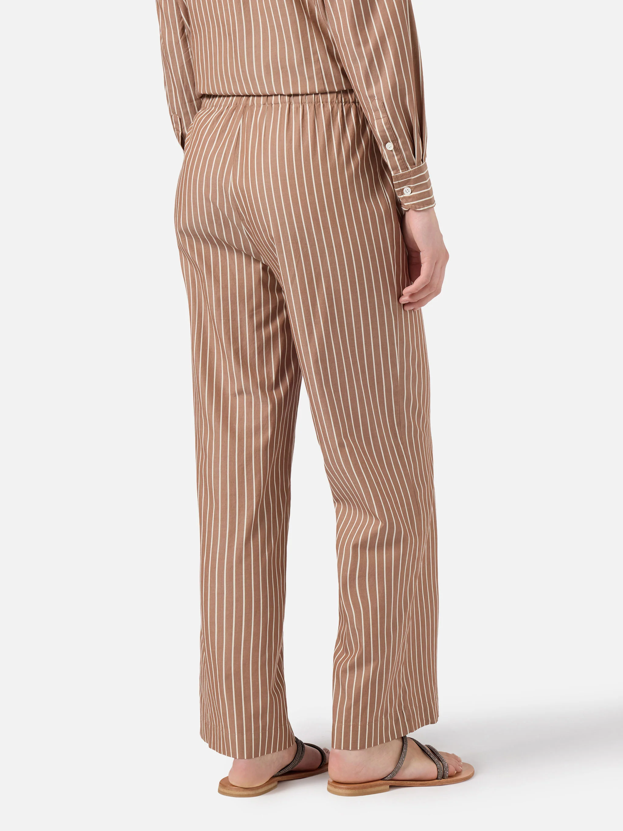 Beige striped Doha poplin trousers - Image 4