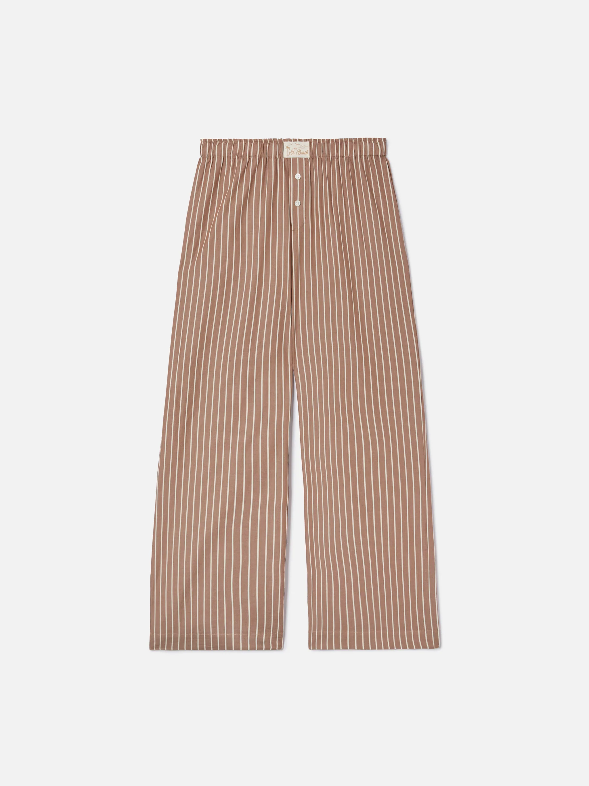 Beige striped Doha poplin trousers - Image 5