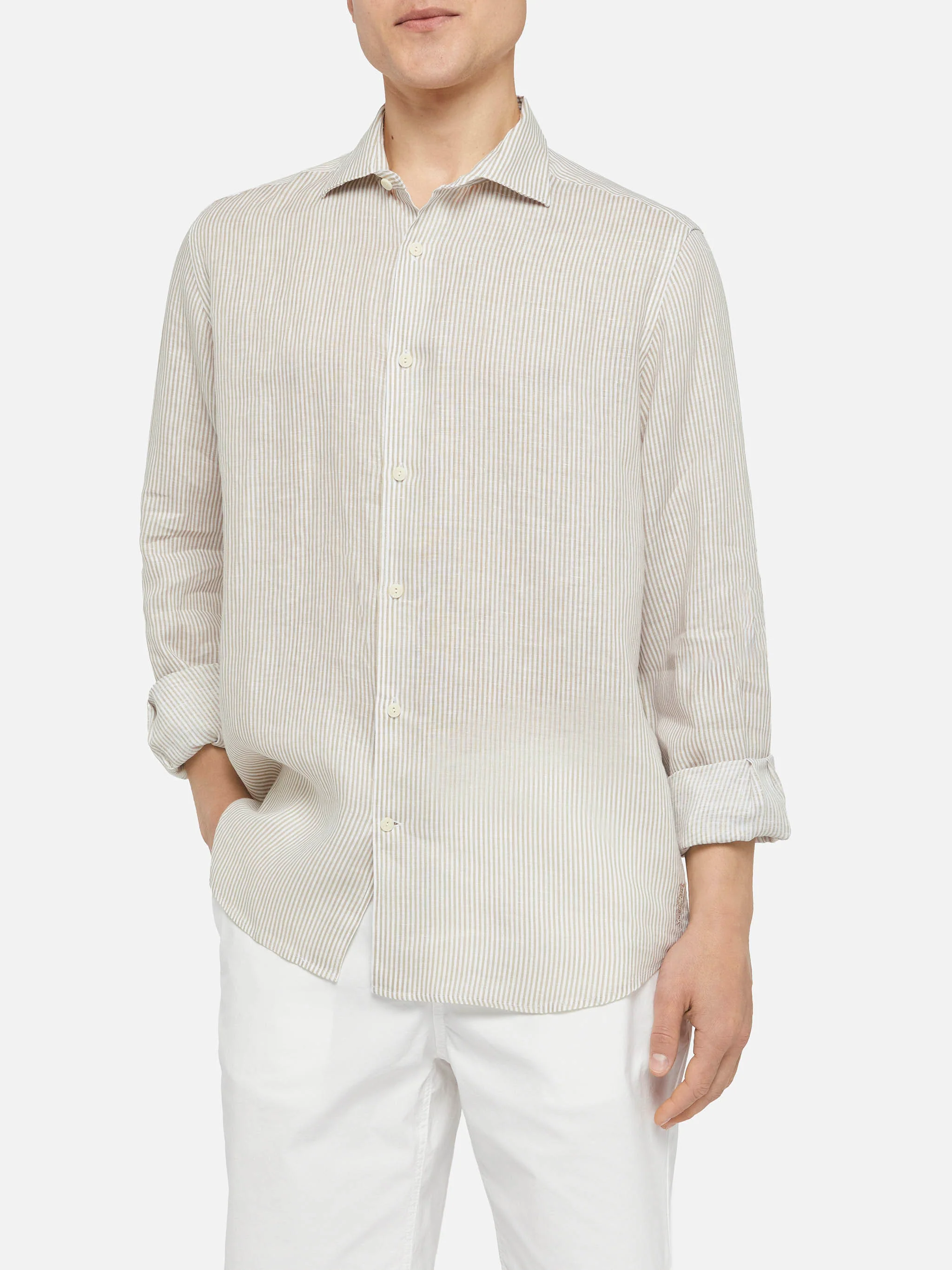 Beige striped linen shirt Pamplona
