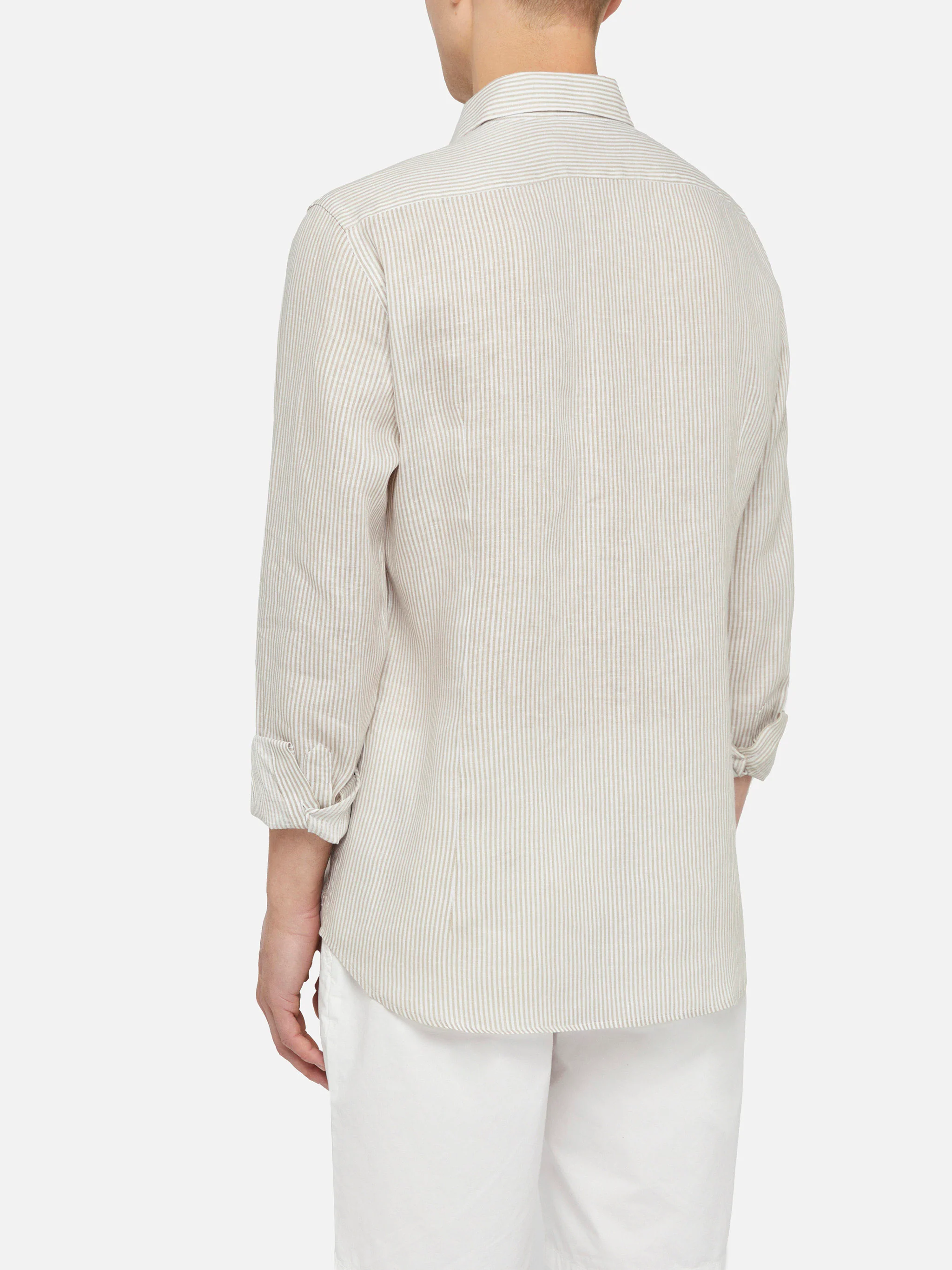 Beige striped linen shirt Pamplona - Image 3