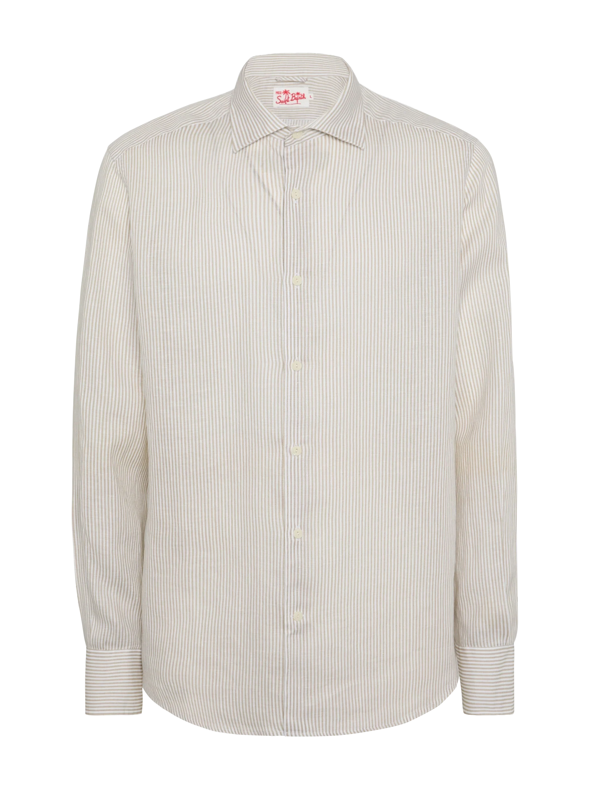 Beige striped linen shirt Pamplona - Image 4