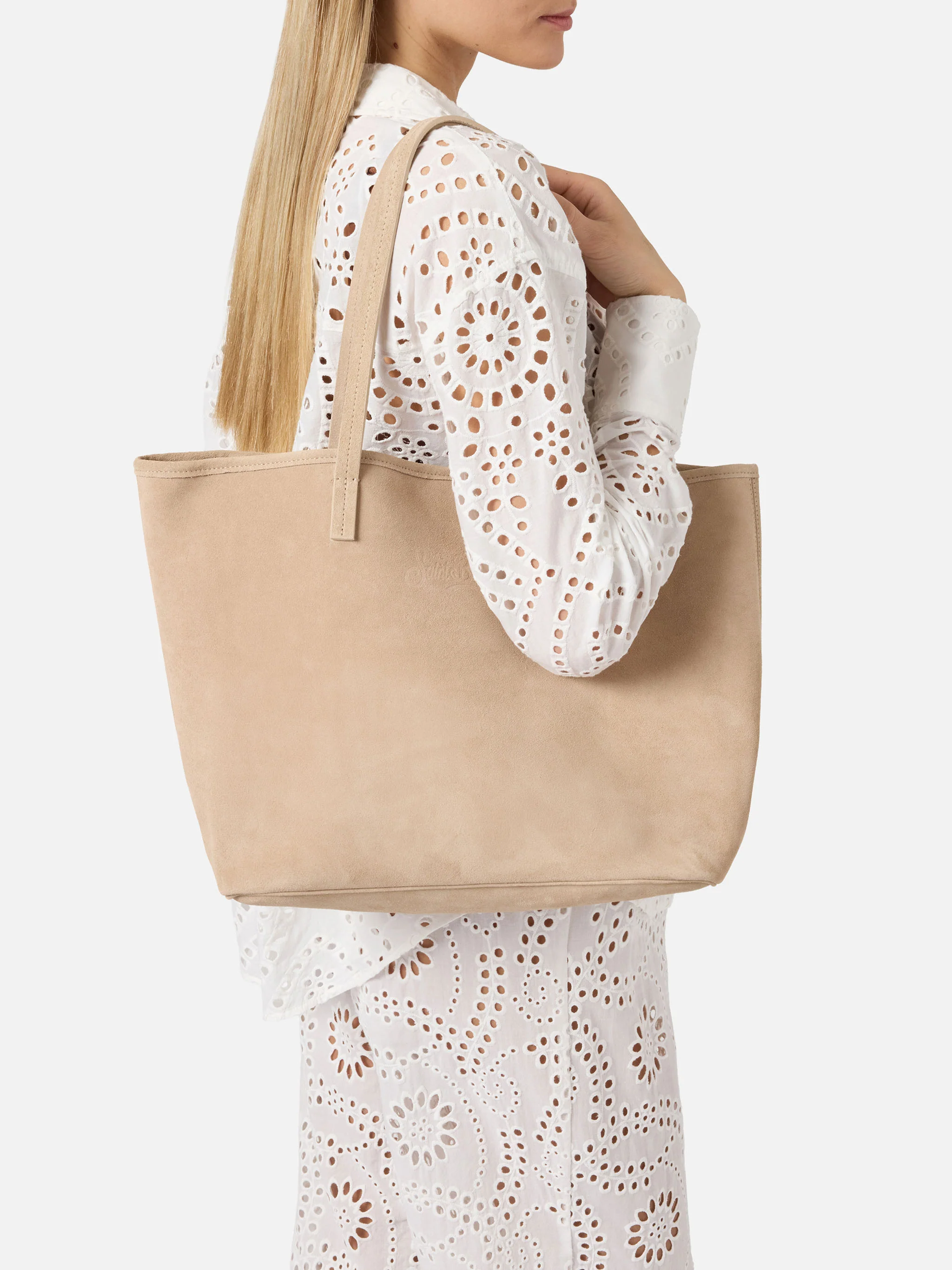 Beige suede City regular bag - Image 2