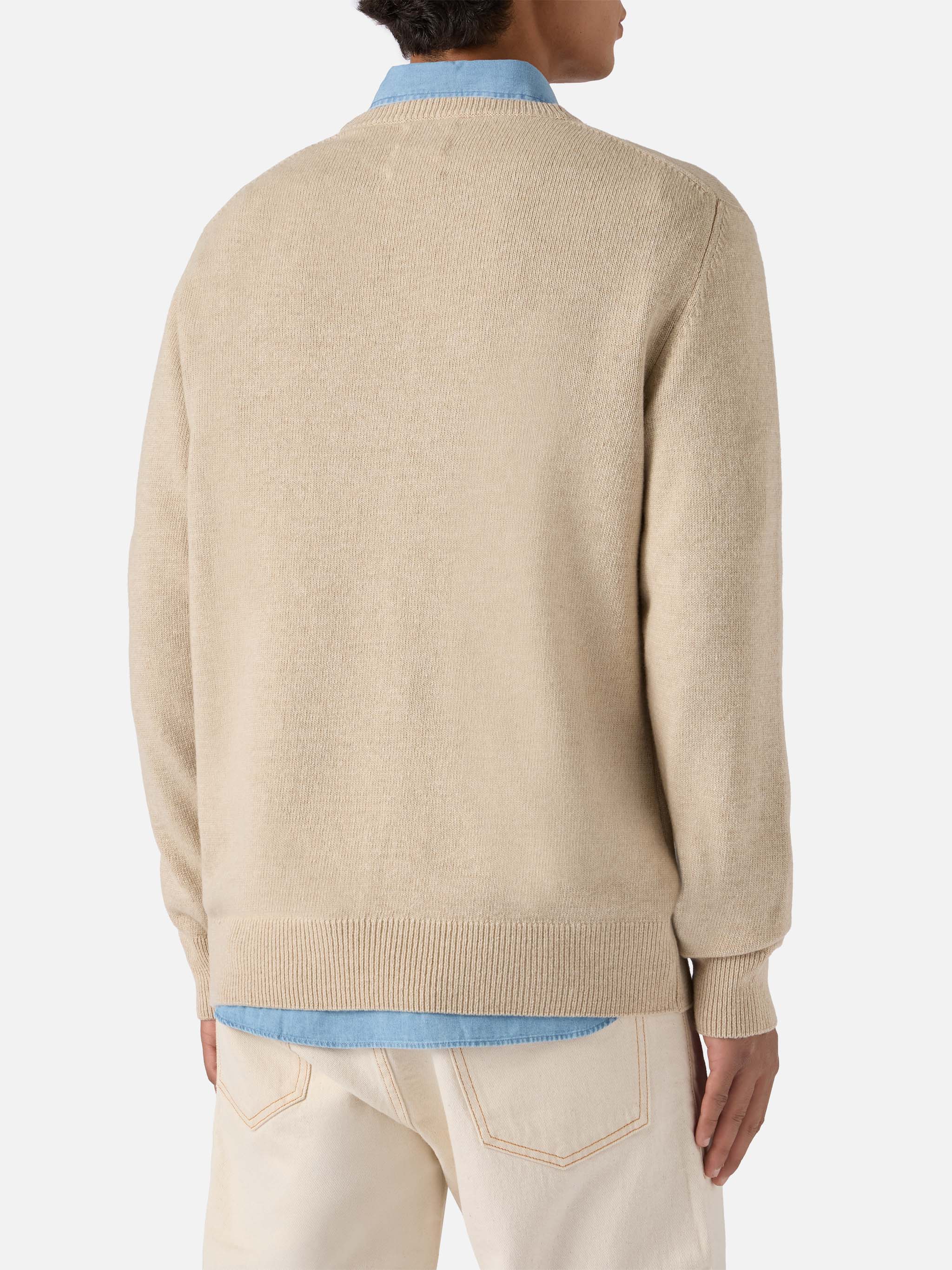 Beige crewneck Heron with Vacanze di Natale jacquard | VACANZE DI NATALE SPECIAL EDITION - Image 4