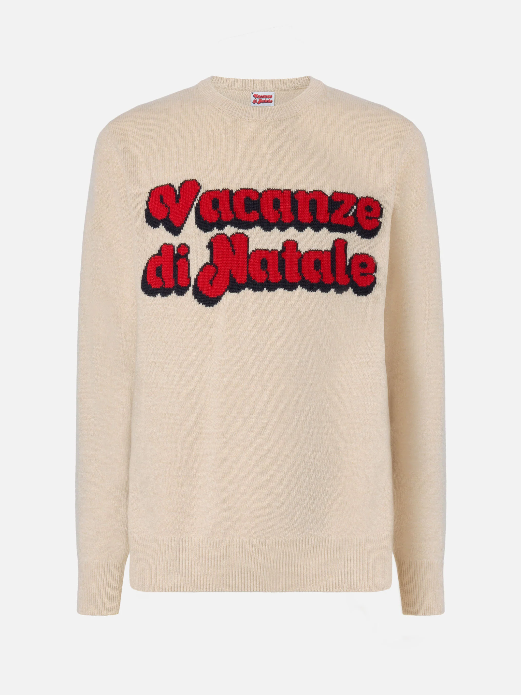 Beige crewneck Heron with Vacanze di Natale jacquard | VACANZE DI NATALE SPECIAL EDITION - Image 5
