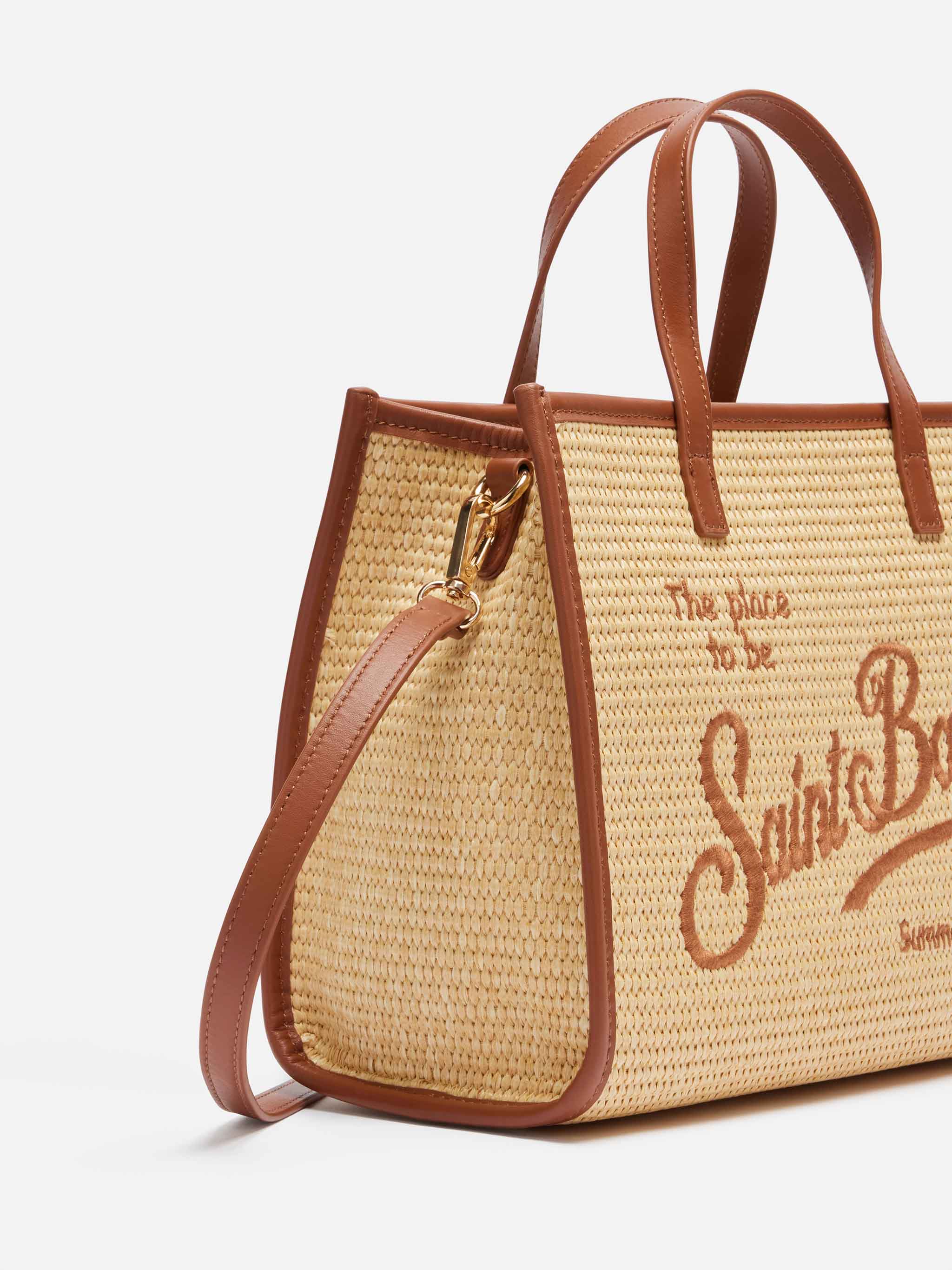 Vivian Mid Straw beige straw effect handbag - Image 3
