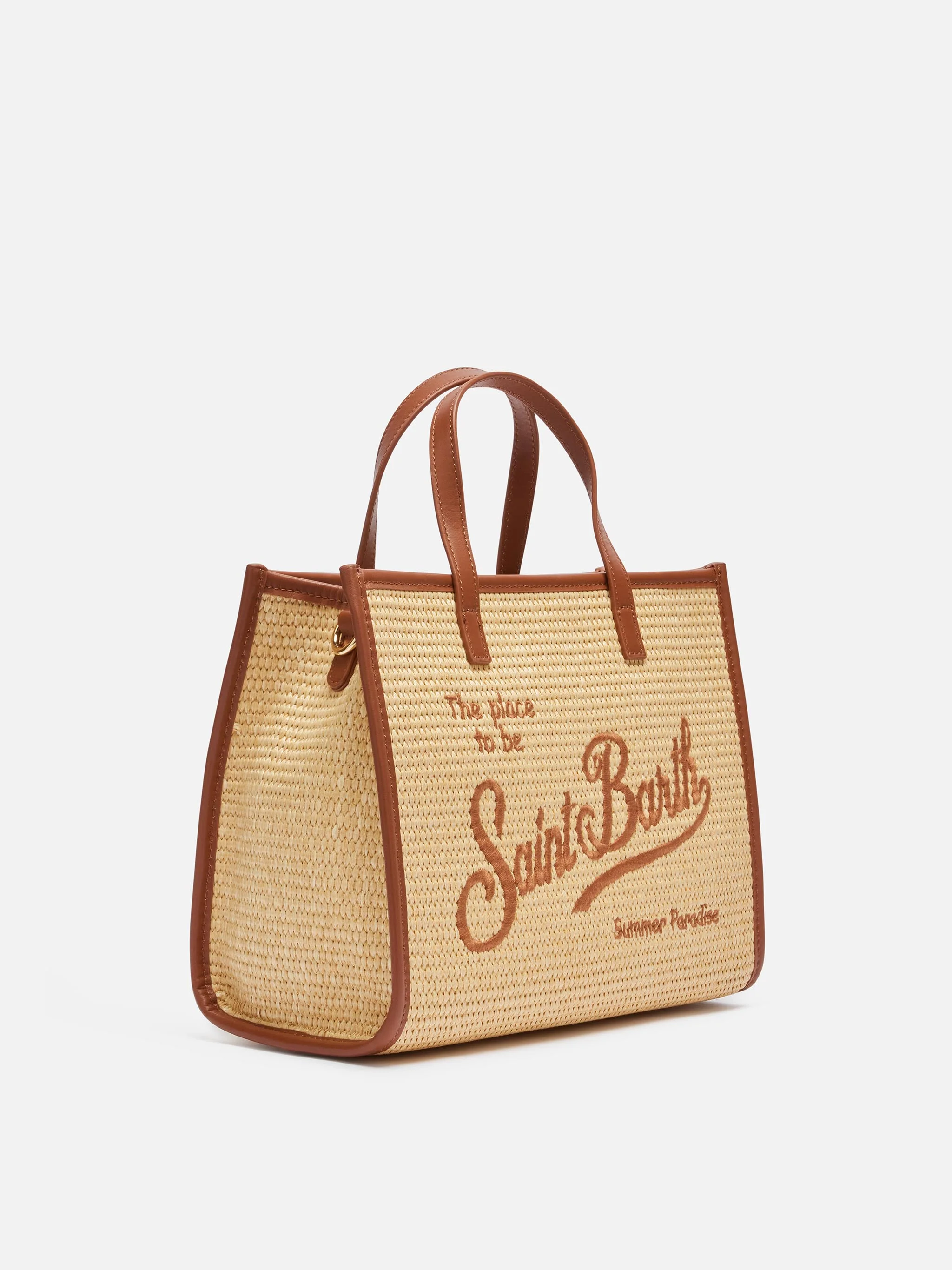 Vivian Mid Straw beige straw effect handbag - Image 4