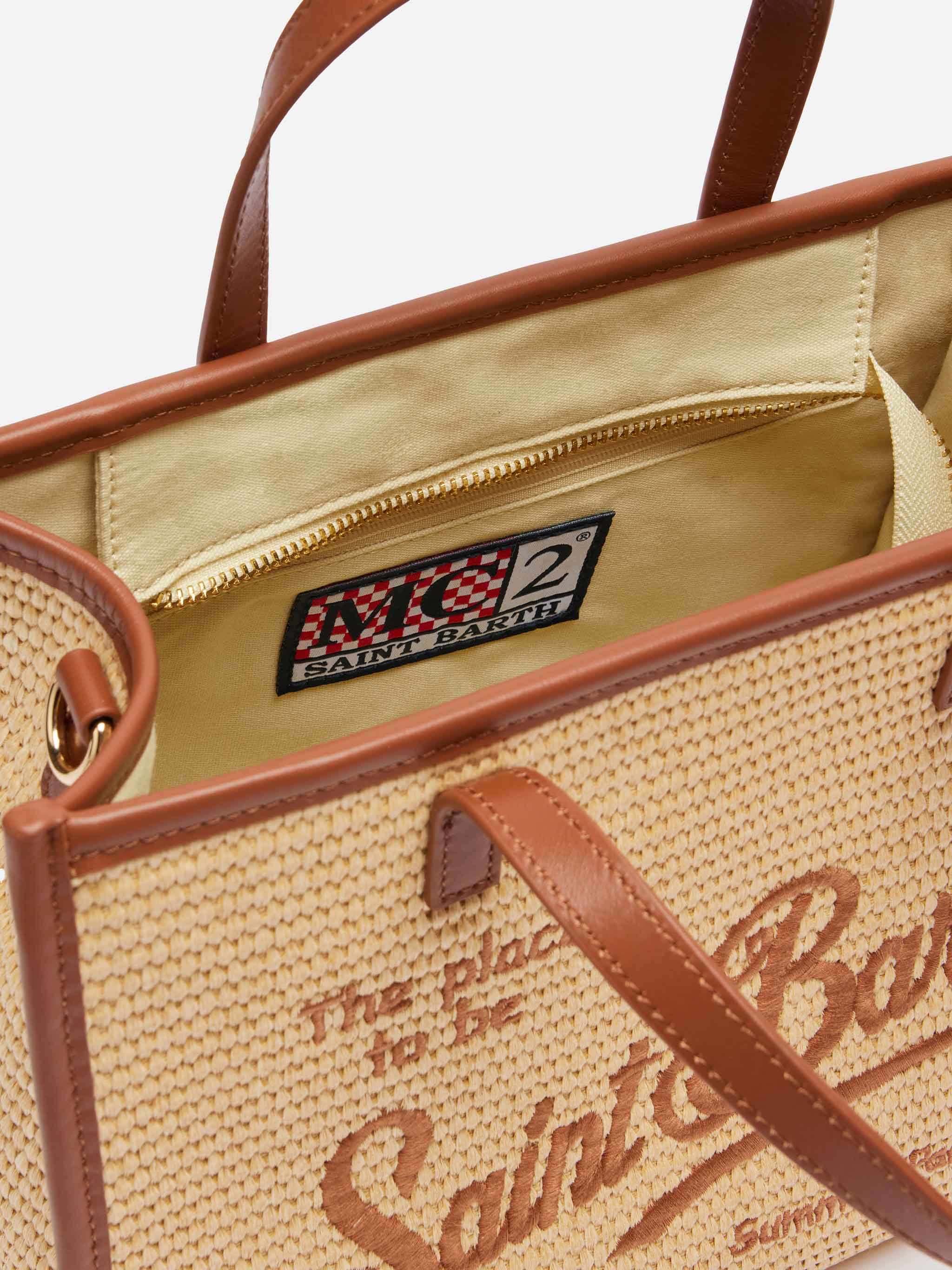 Vivian Mid Straw beige straw effect handbag - Image 6