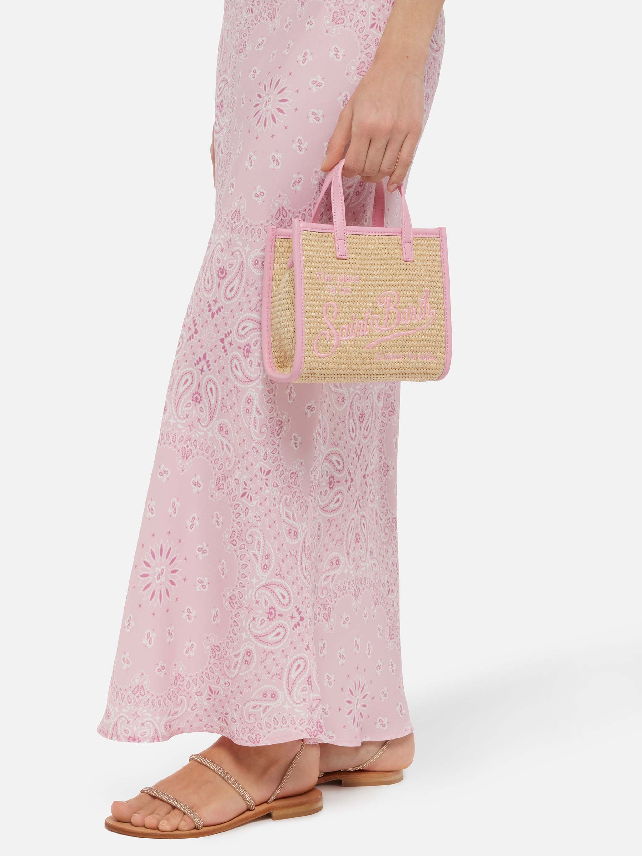 Vivian Mini Straw beige straw effect handbag - Image 5